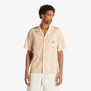 Adidas Originals Mono Satin Shirt in Crystal Sand: Sleek and Silky