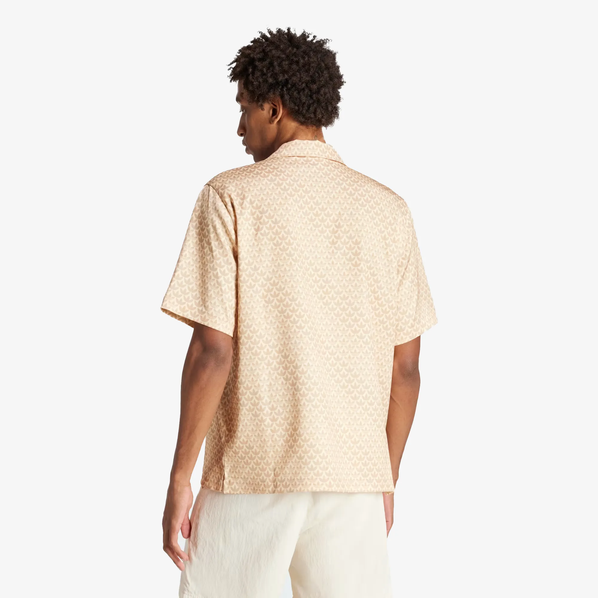 Adidas Originals Mono Satin Shirt in Crystal Sand: Sleek and Silky