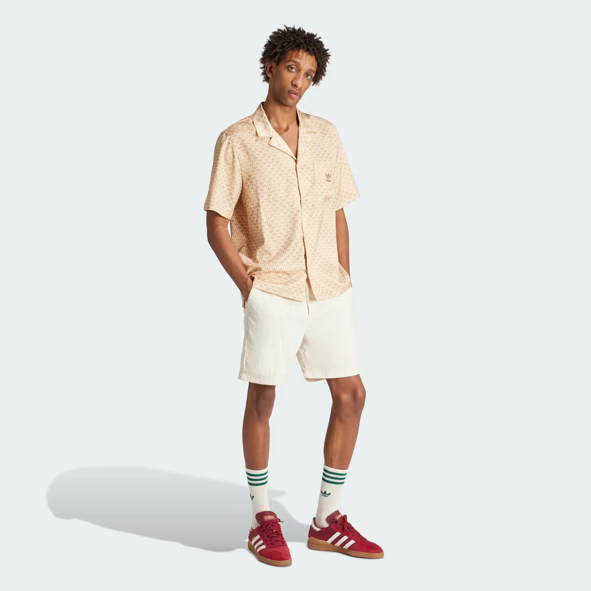 Adidas Originals Mono Satin Shirt in Crystal Sand: Sleek and Silky