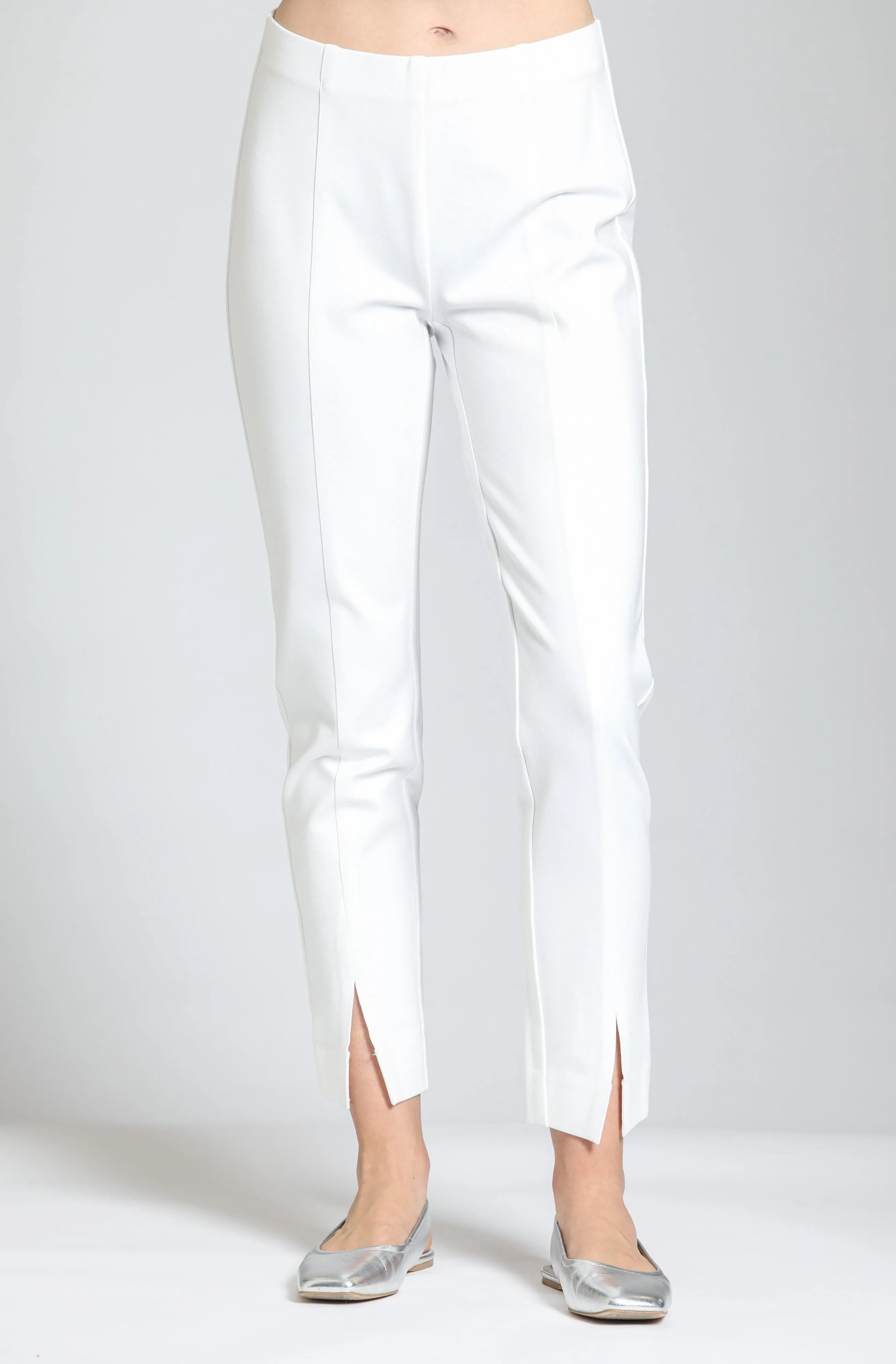 APNY Pull-On Ponte Pant with Split Hem  White