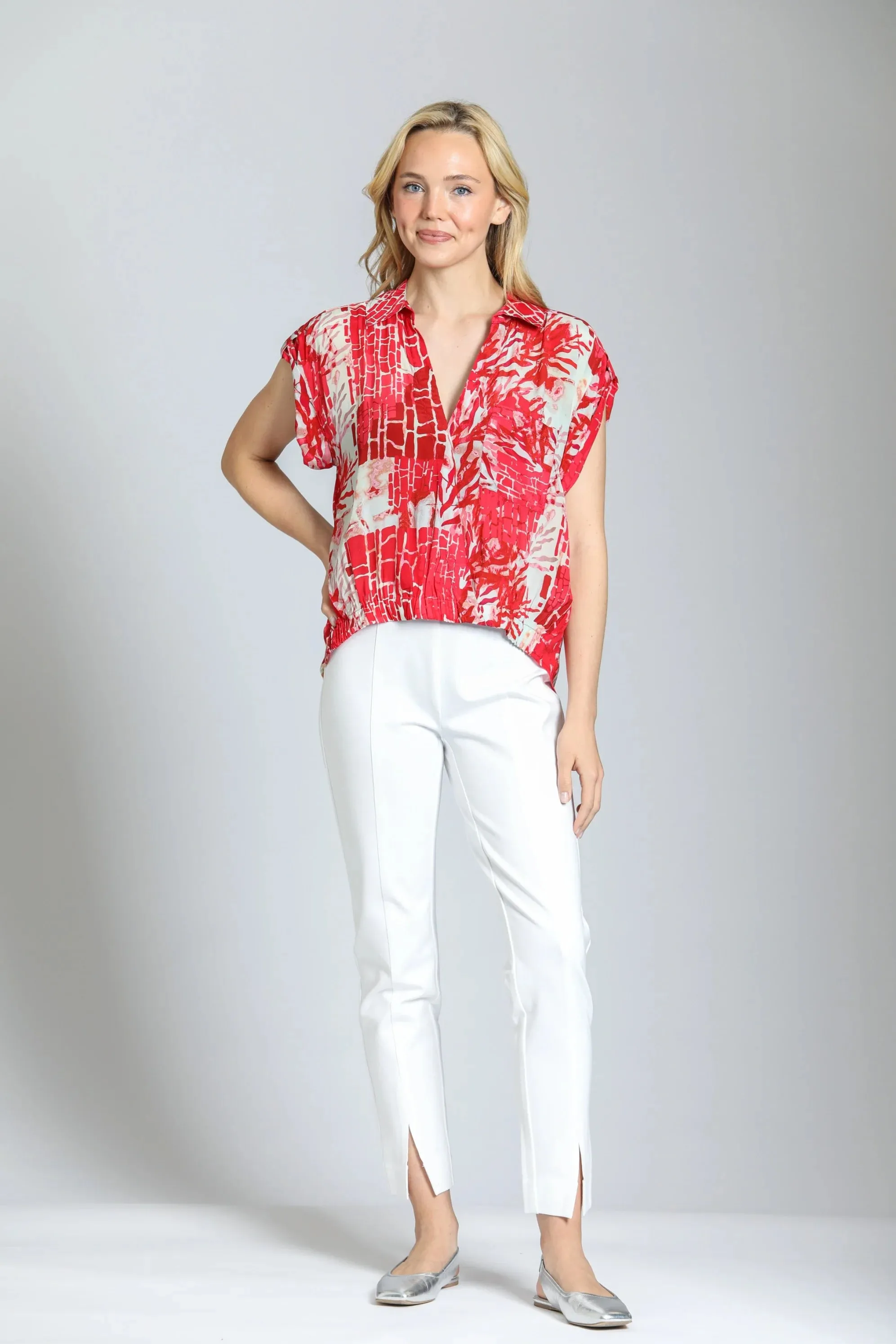 APNY Pull-On Ponte Pant with Split Hem  White