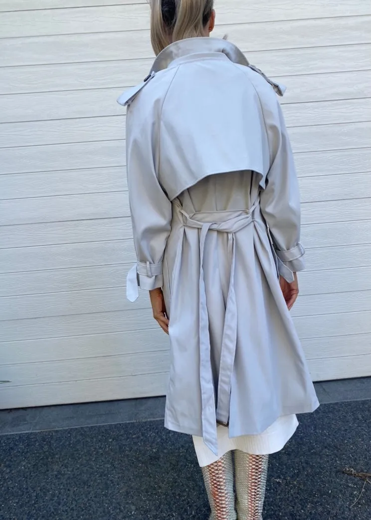 Ava Trench. Coat - Light Grey