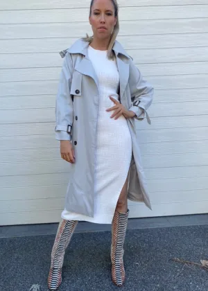 Ava Trench. Coat - Light Grey