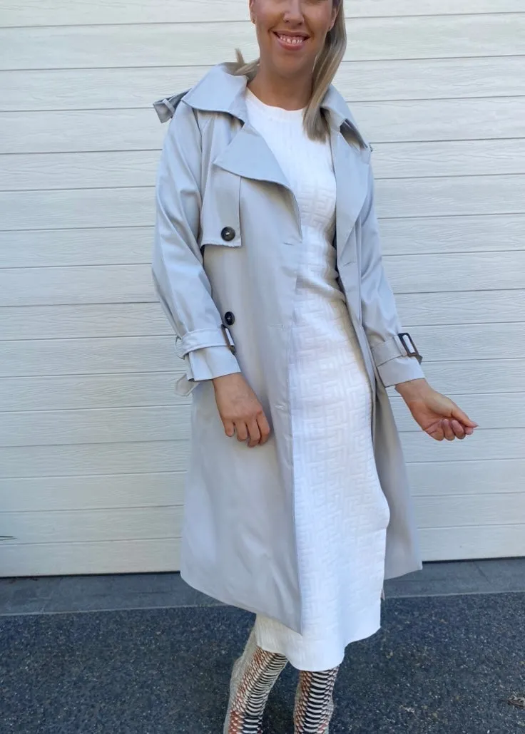 Ava Trench. Coat - Light Grey