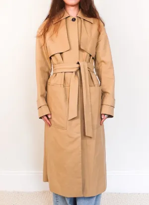 Beige cotton lined trench coat