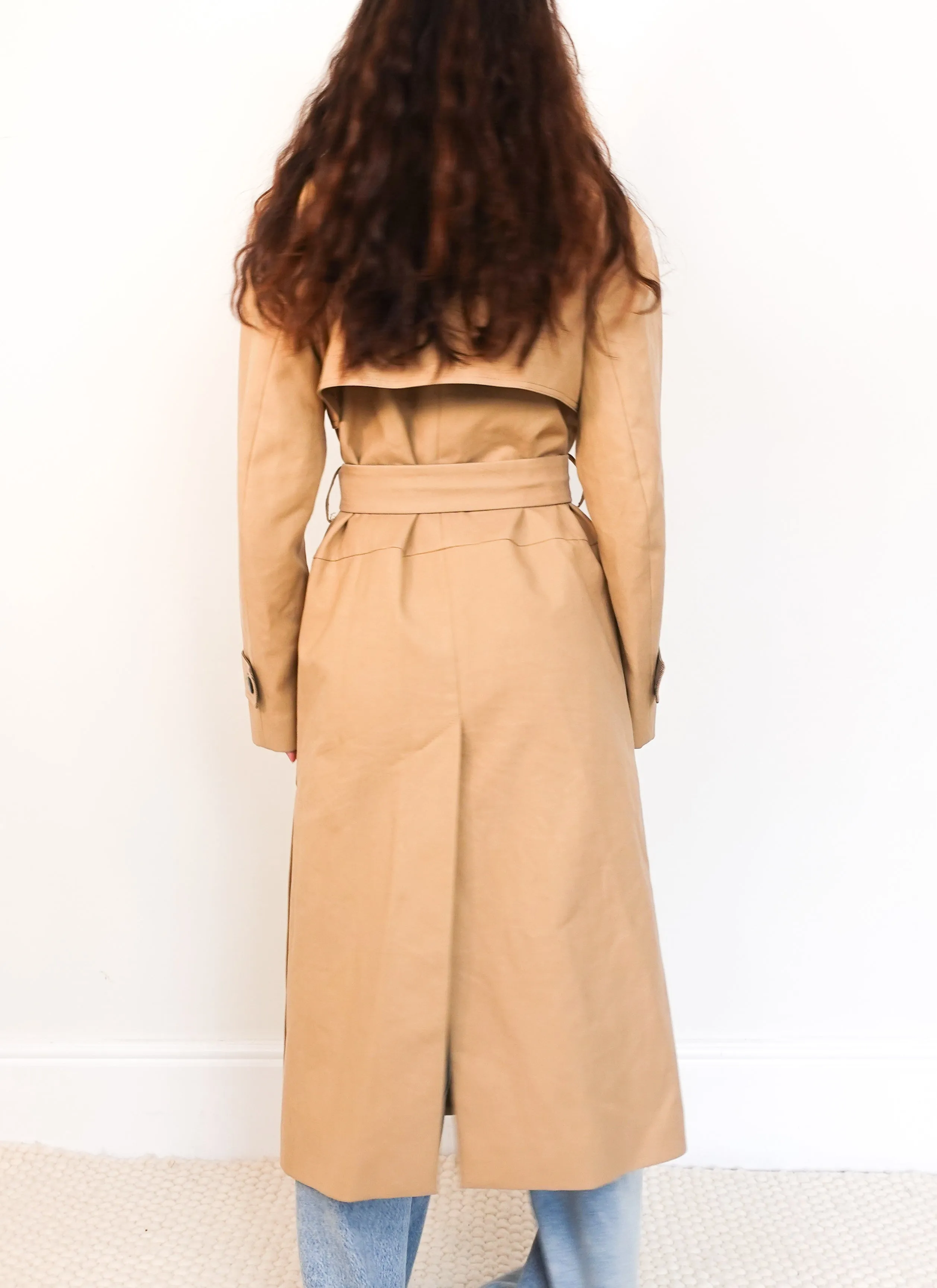Beige cotton lined trench coat