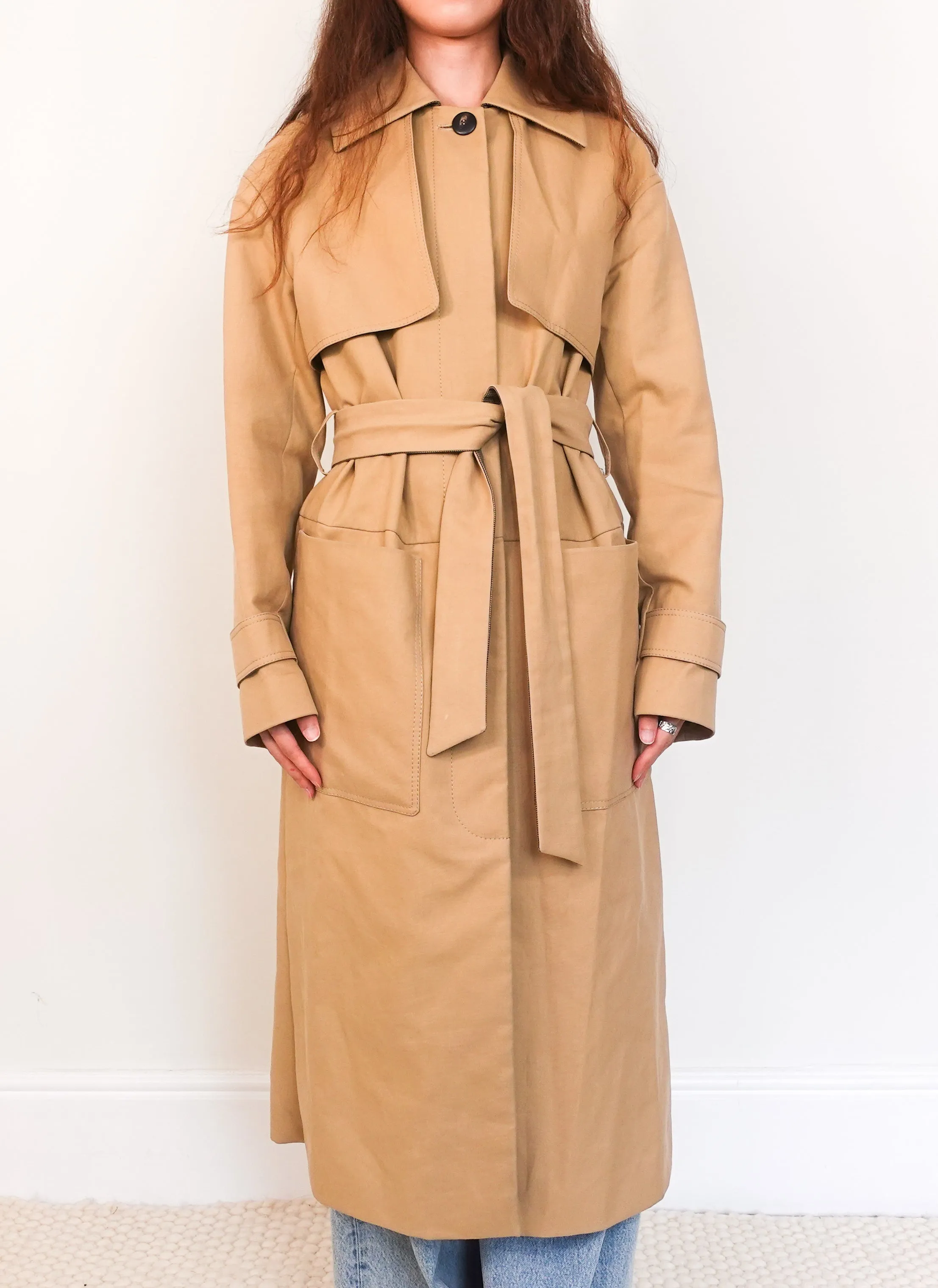 Beige cotton lined trench coat