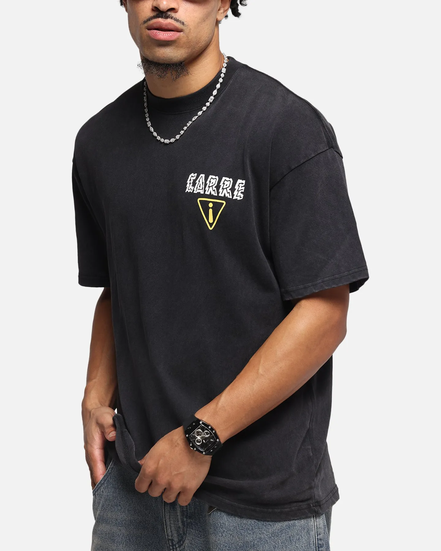 Carre Construction T-Shirt Black Acidwash