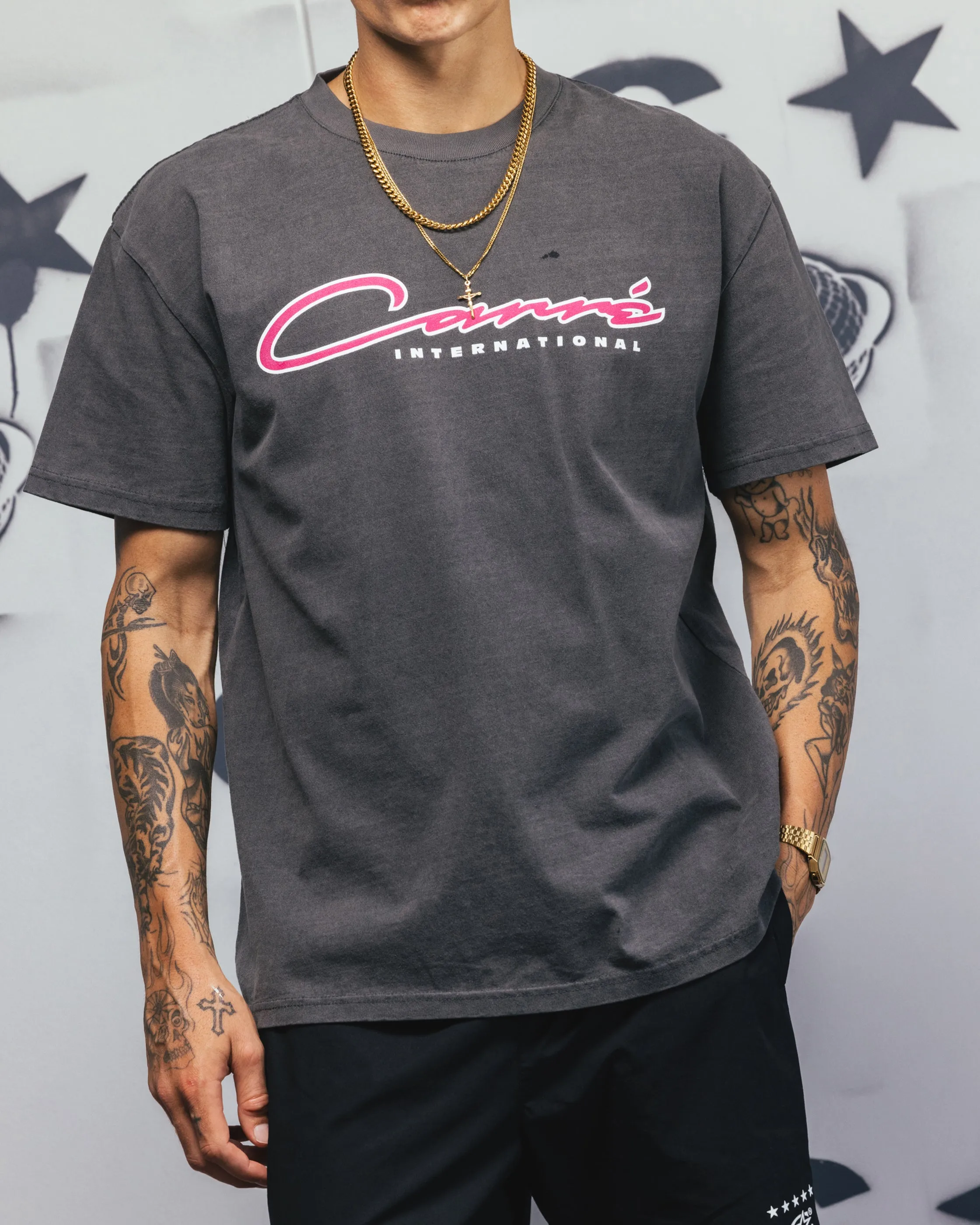 Carre Race Script T-Shirt Black Wash