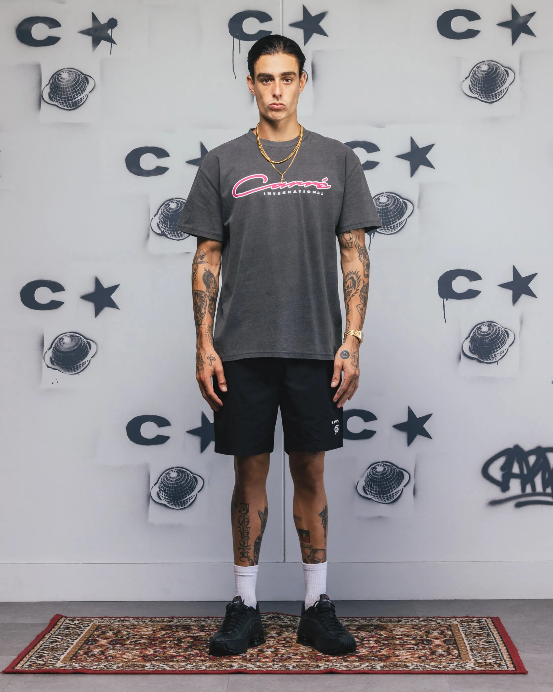 Carre Race Script T-Shirt Black Wash