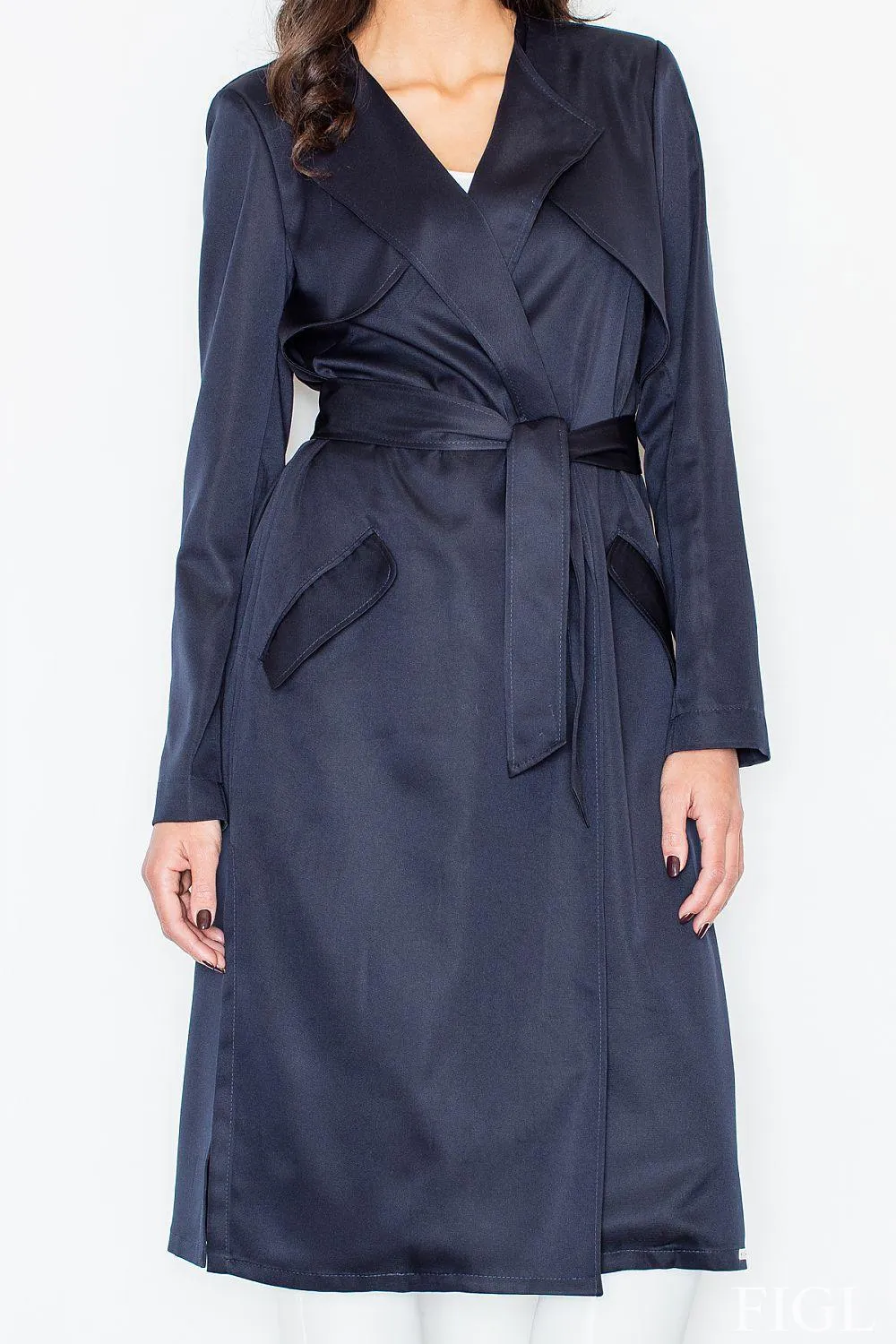 Chic Long Knit Coat with Adjustable Waist Tie and Functional Pockets - Stylish Elegant Outerwear