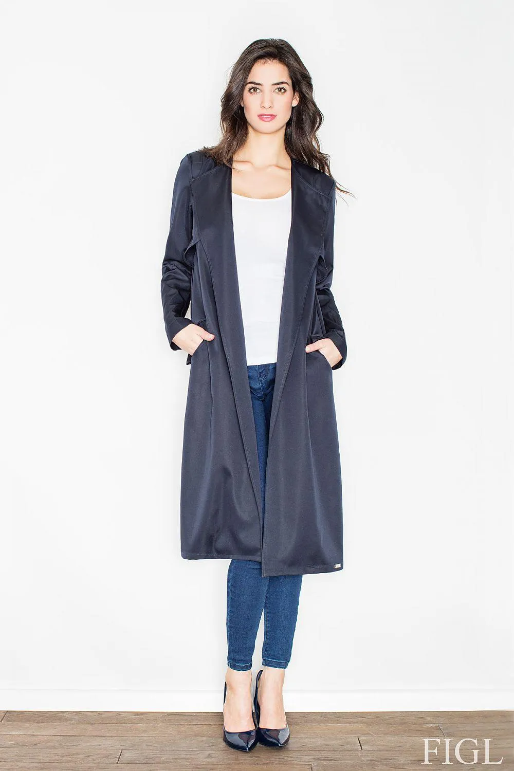 Chic Long Knit Coat with Adjustable Waist Tie and Functional Pockets - Stylish Elegant Outerwear