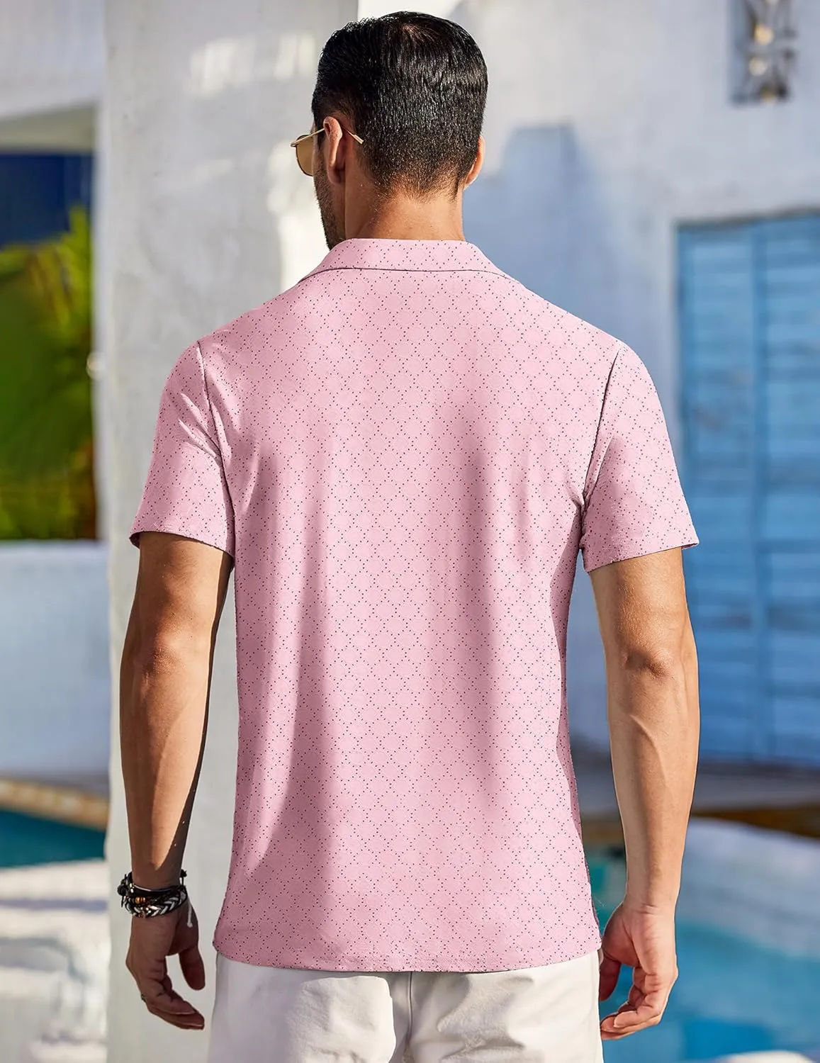 COOFANDY Mens Beach Shirt Short Sleeve Button Down Shirts Casual Cuban Collared Summer Vacation Tropical Shirts