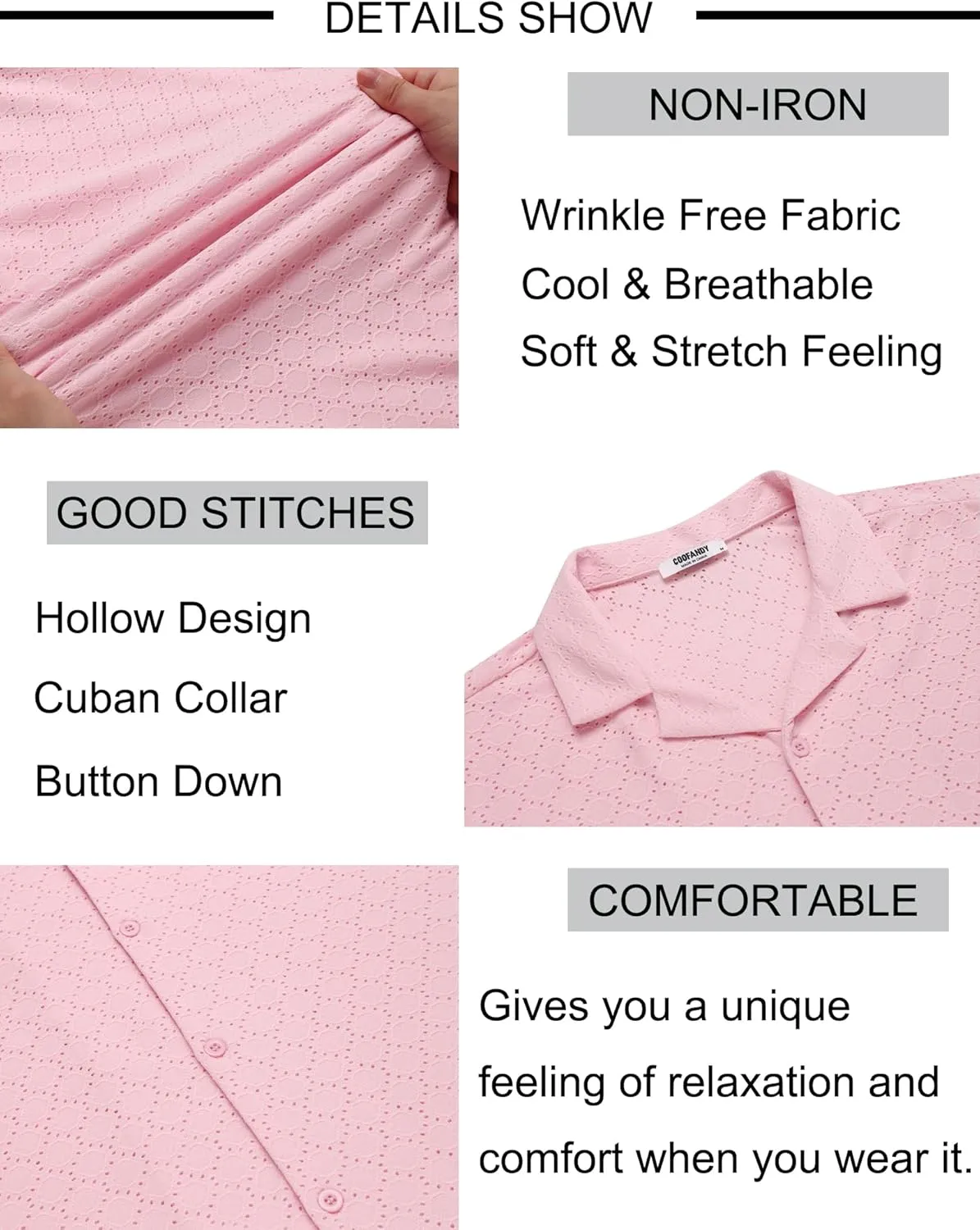 COOFANDY Mens Beach Shirt Short Sleeve Button Down Shirts Casual Cuban Collared Summer Vacation Tropical Shirts