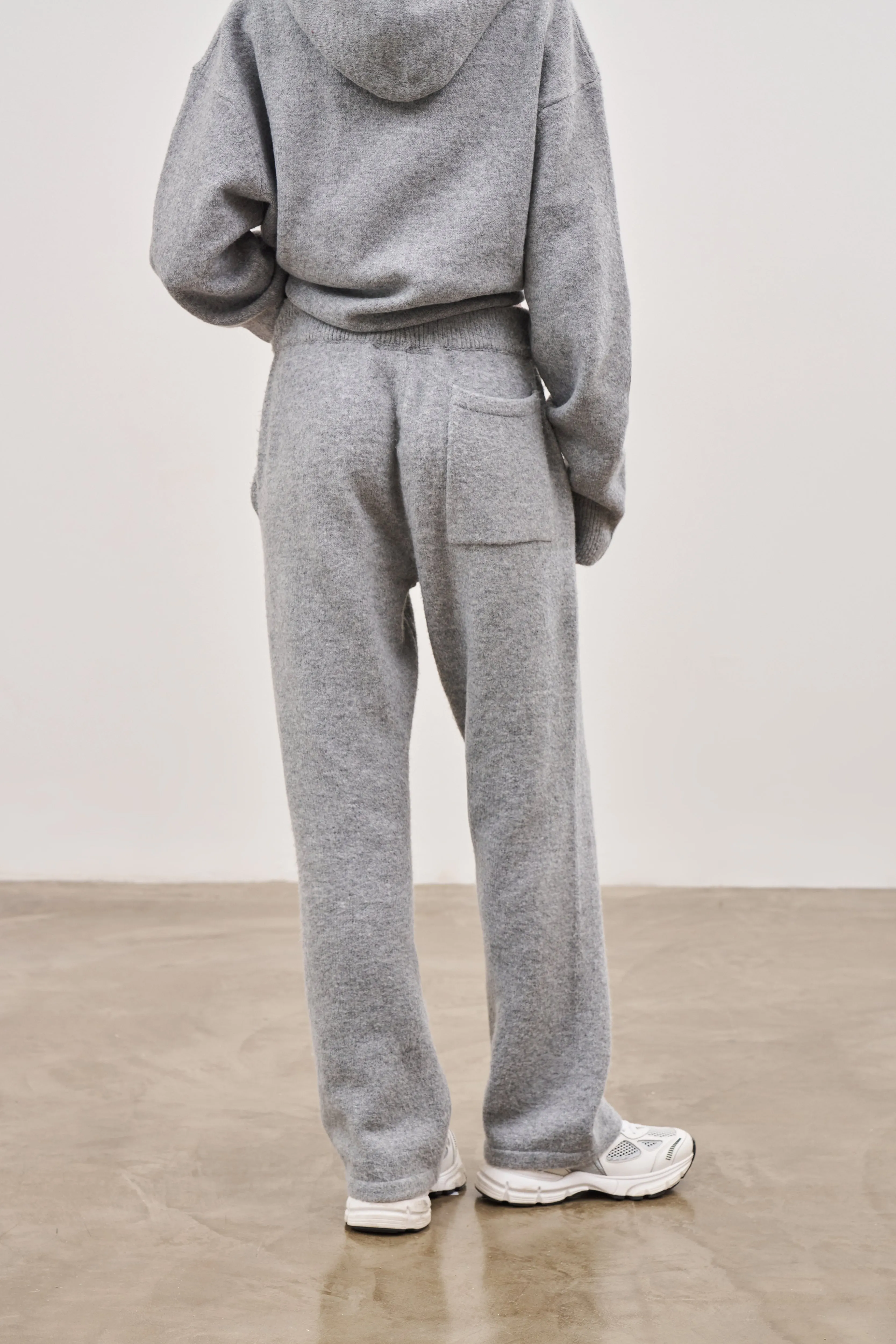 FLUFFY KNIT EMBLEM JOGGERS - GREY MARL