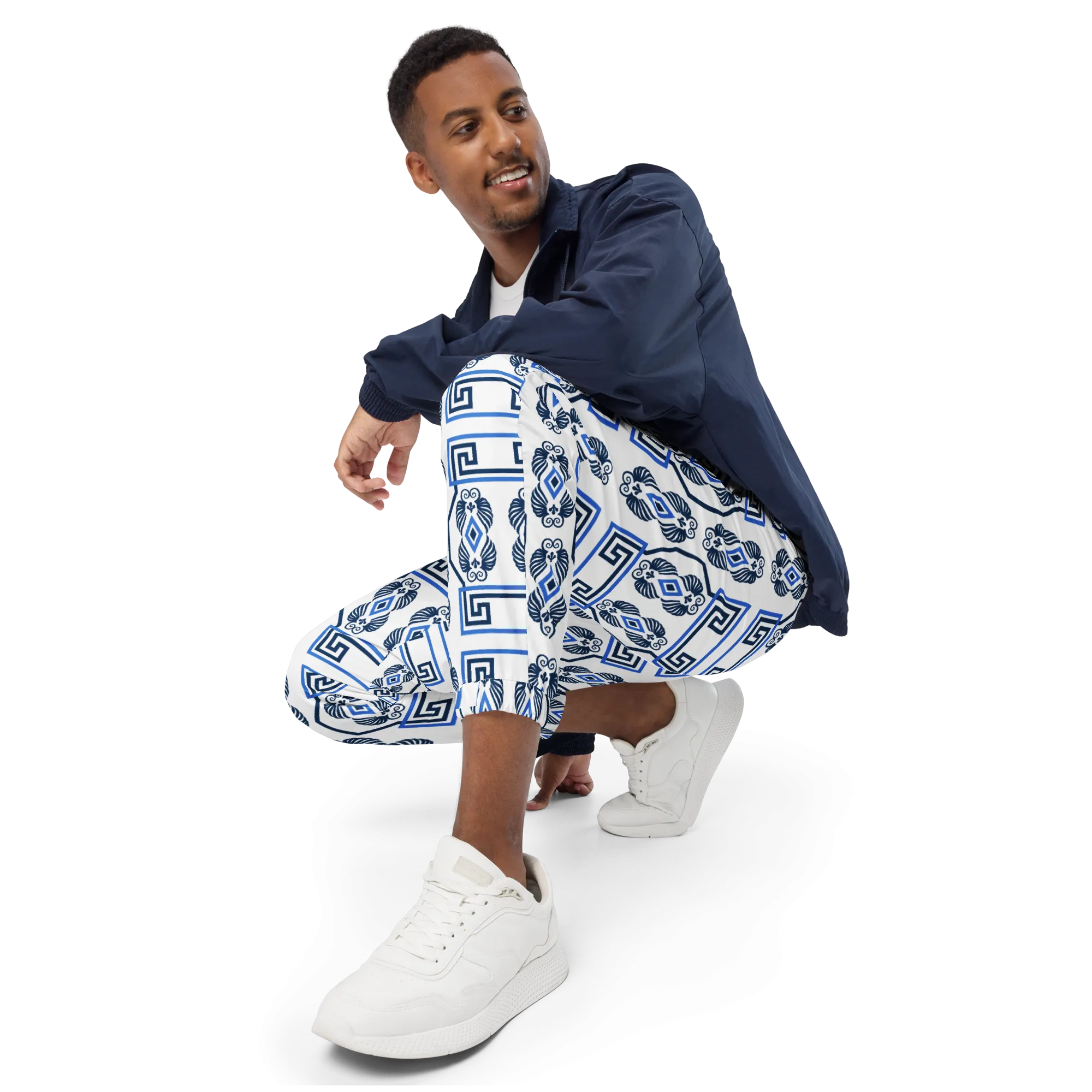 Greek Key White Unisex track pants