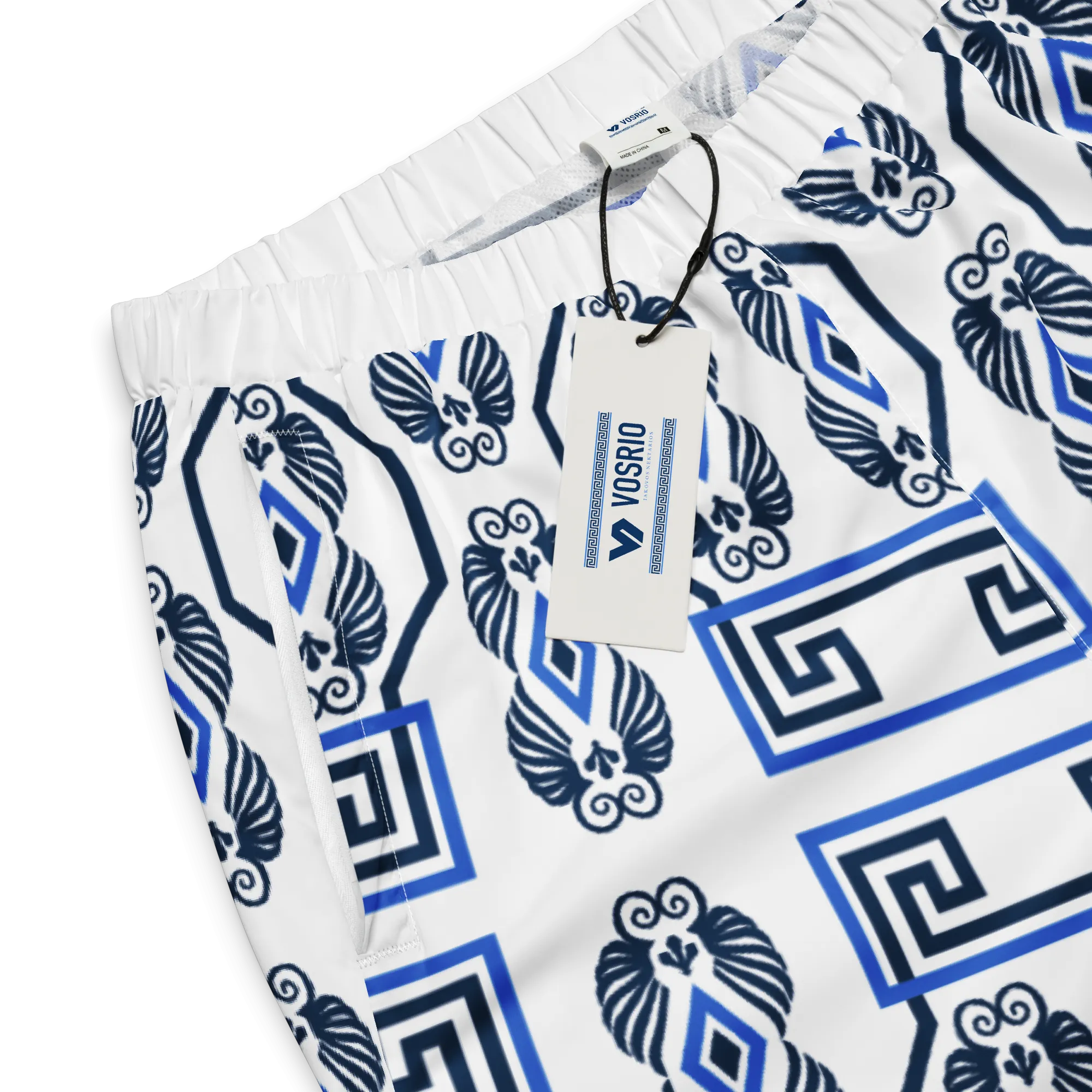 Greek Key White Unisex track pants