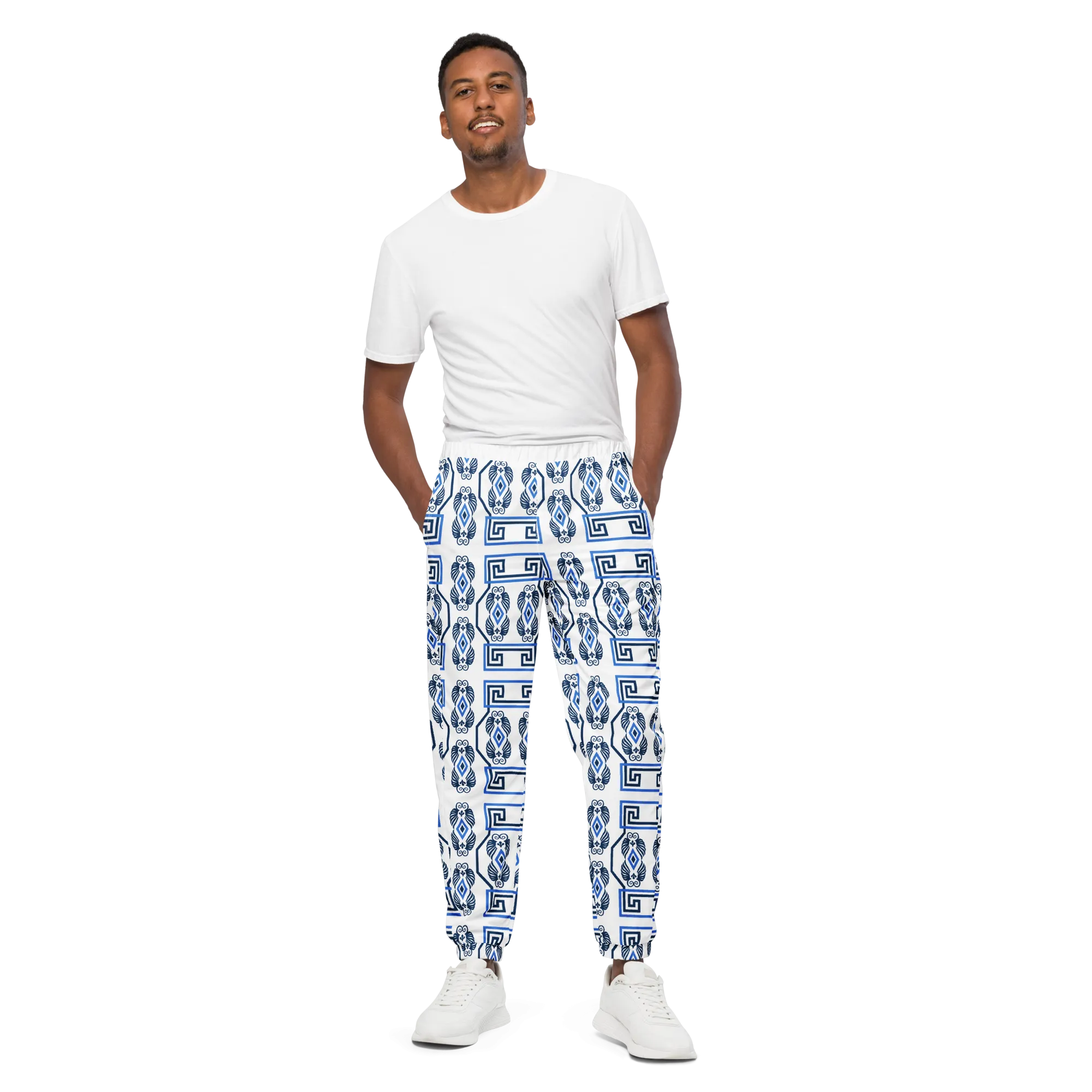Greek Key White Unisex track pants