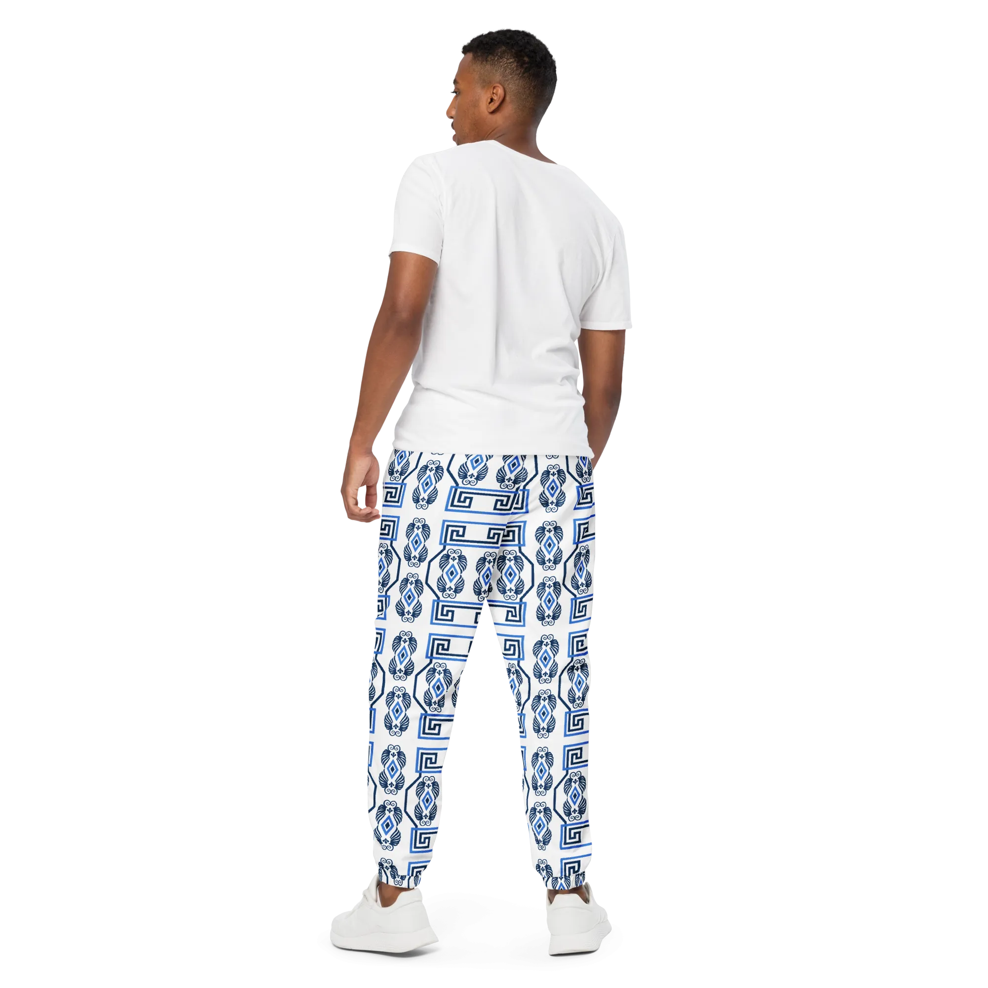 Greek Key White Unisex track pants