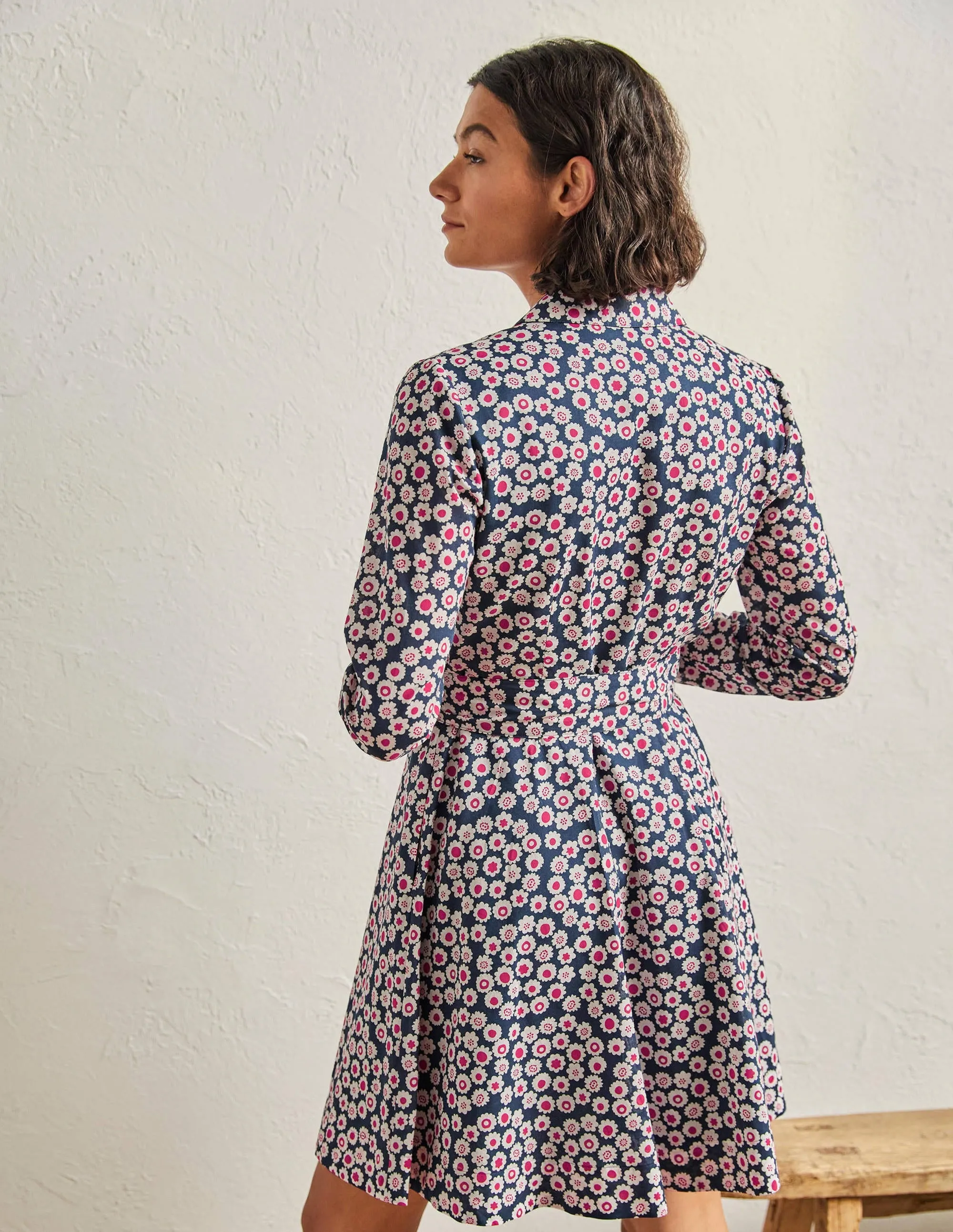 Kitty Shirt Dress-French Navy, Ditsy Swirl