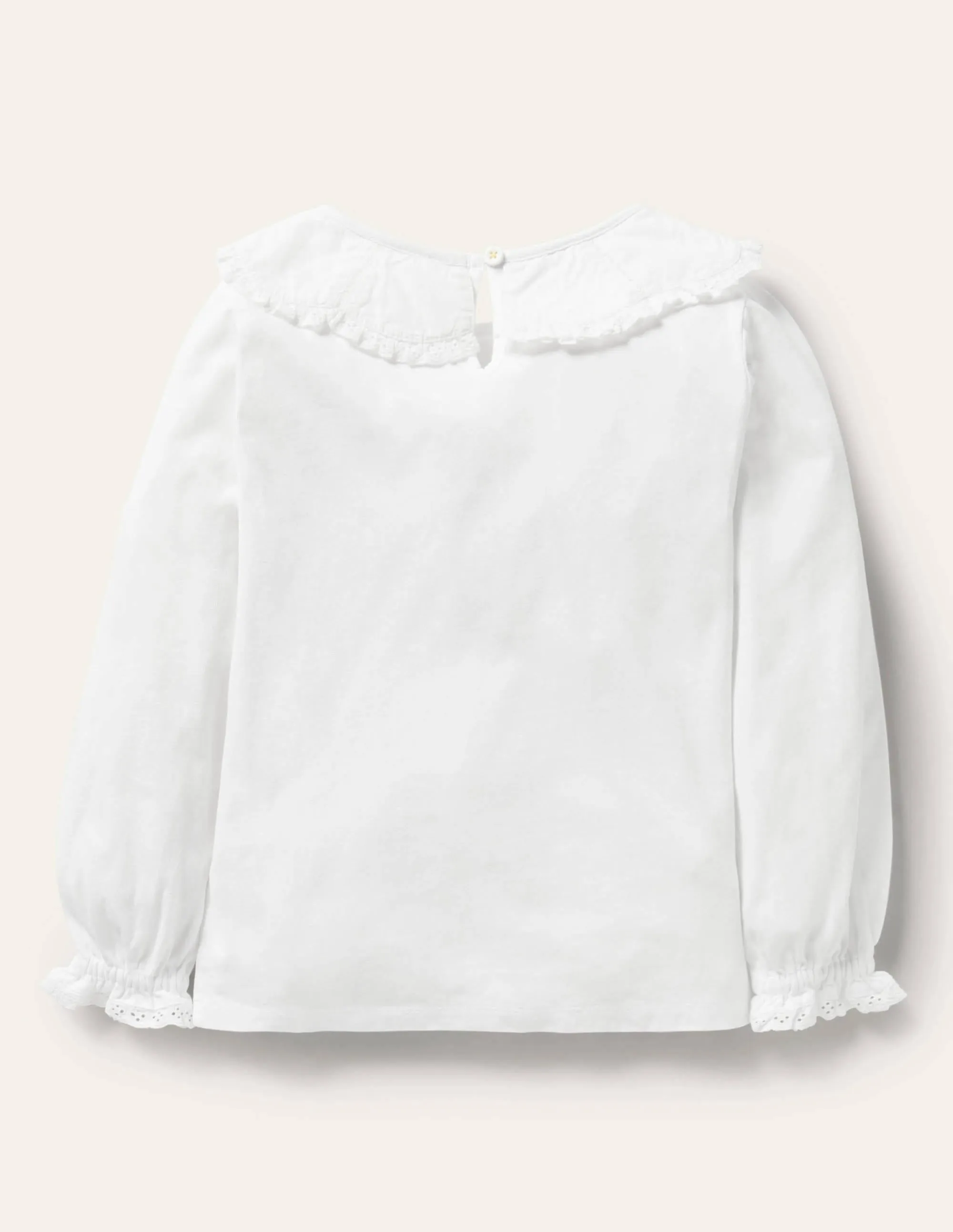 Lace Collared Cotton Top-White