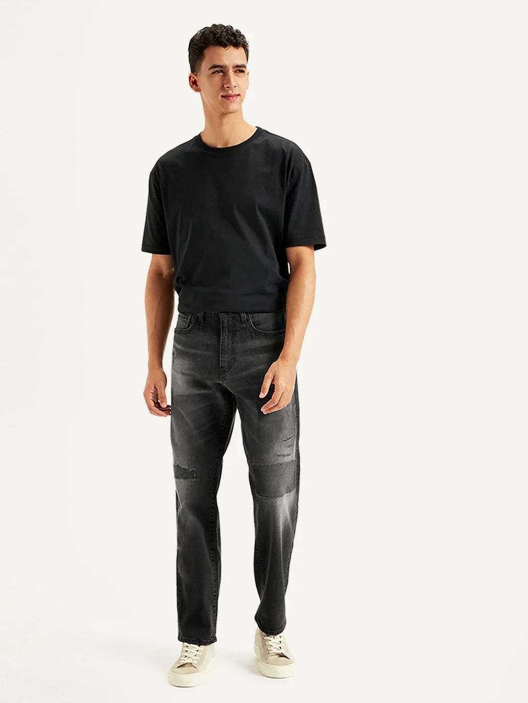 Men's 550'92 Black Relaxed Fit Mid Rise Jeans