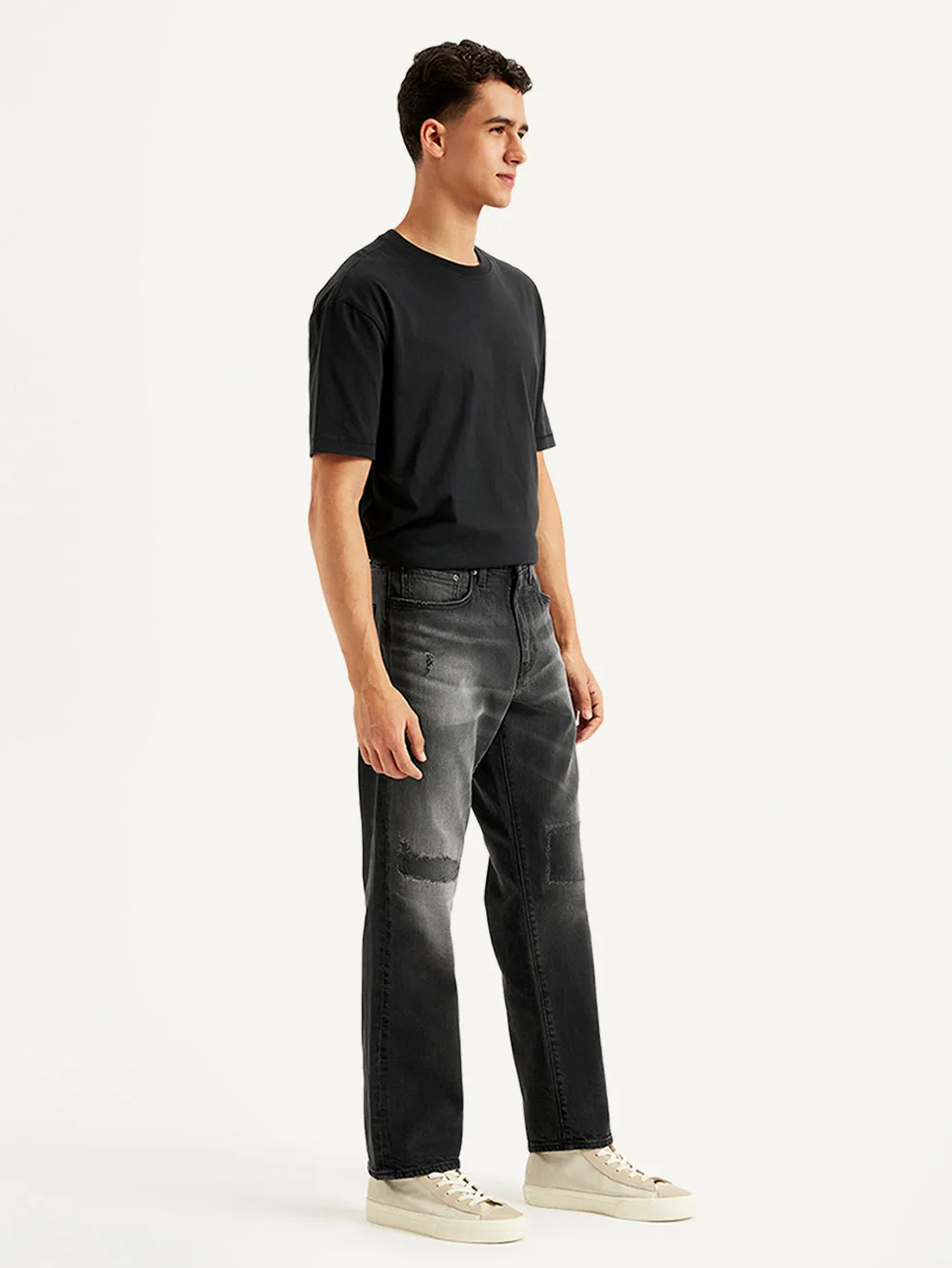 Men's 550'92 Black Relaxed Fit Mid Rise Jeans