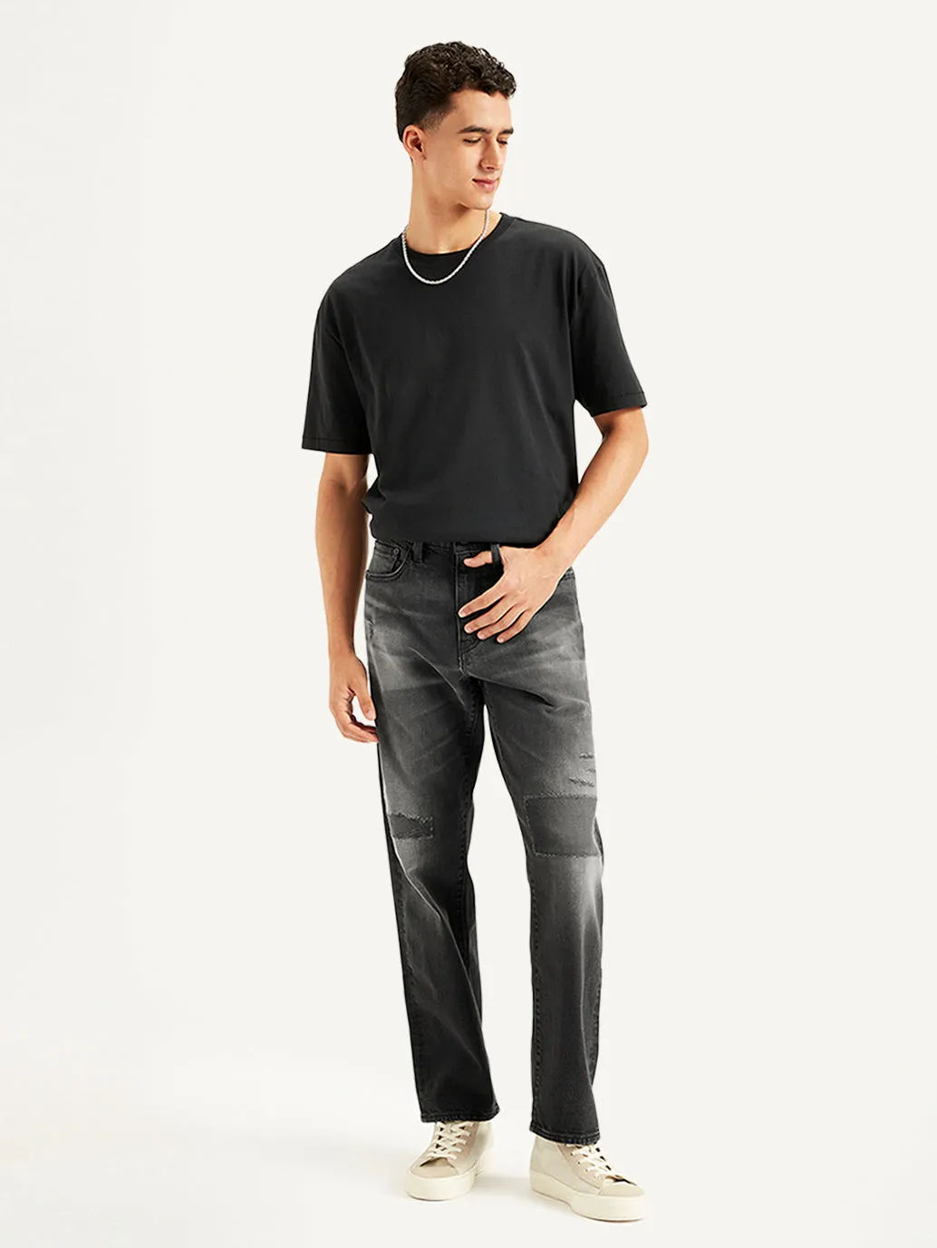 Men's 550'92 Black Relaxed Fit Mid Rise Jeans