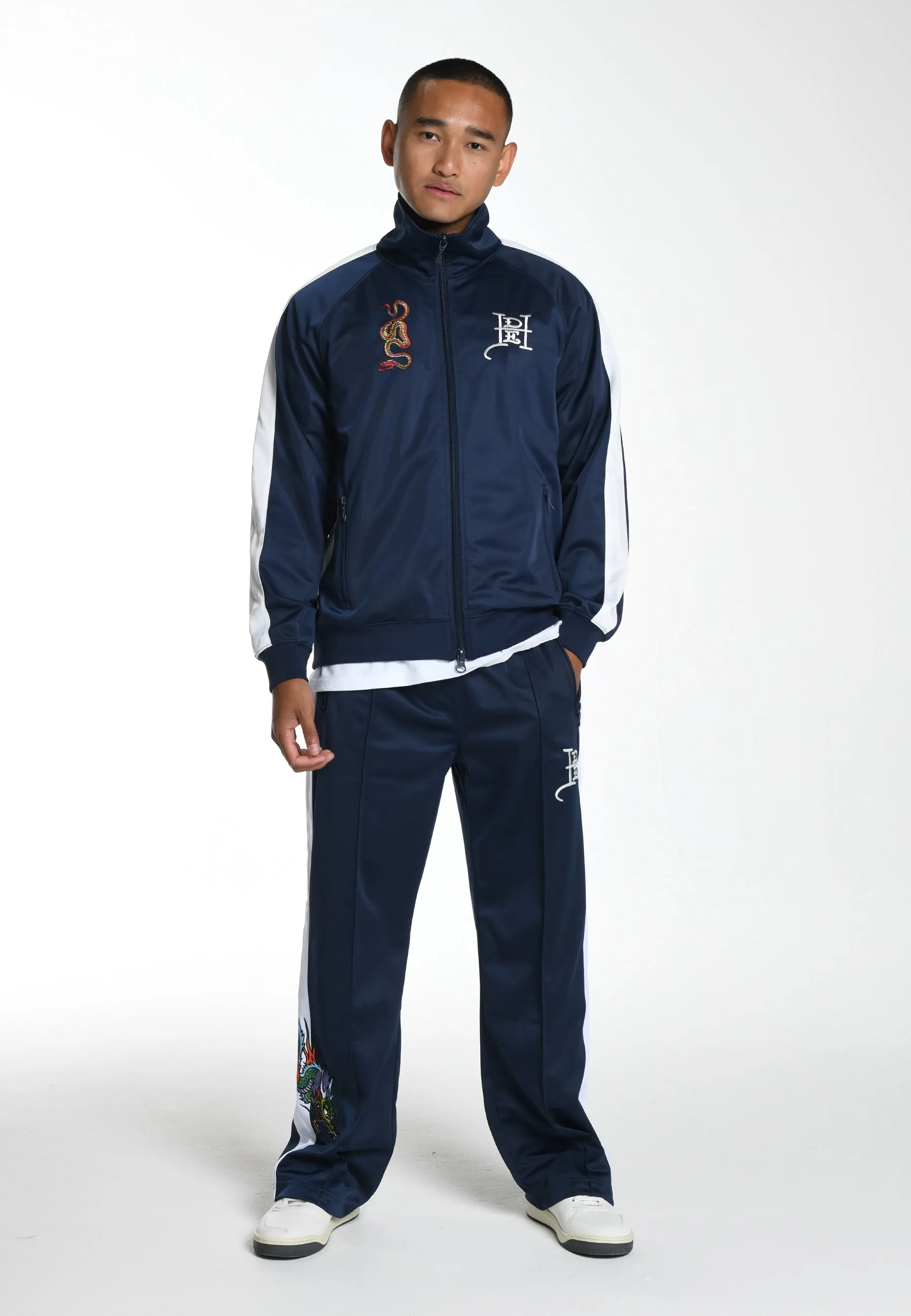 Mens Big Drag Tricot Zip Up Tracksuit Jacket - Navy