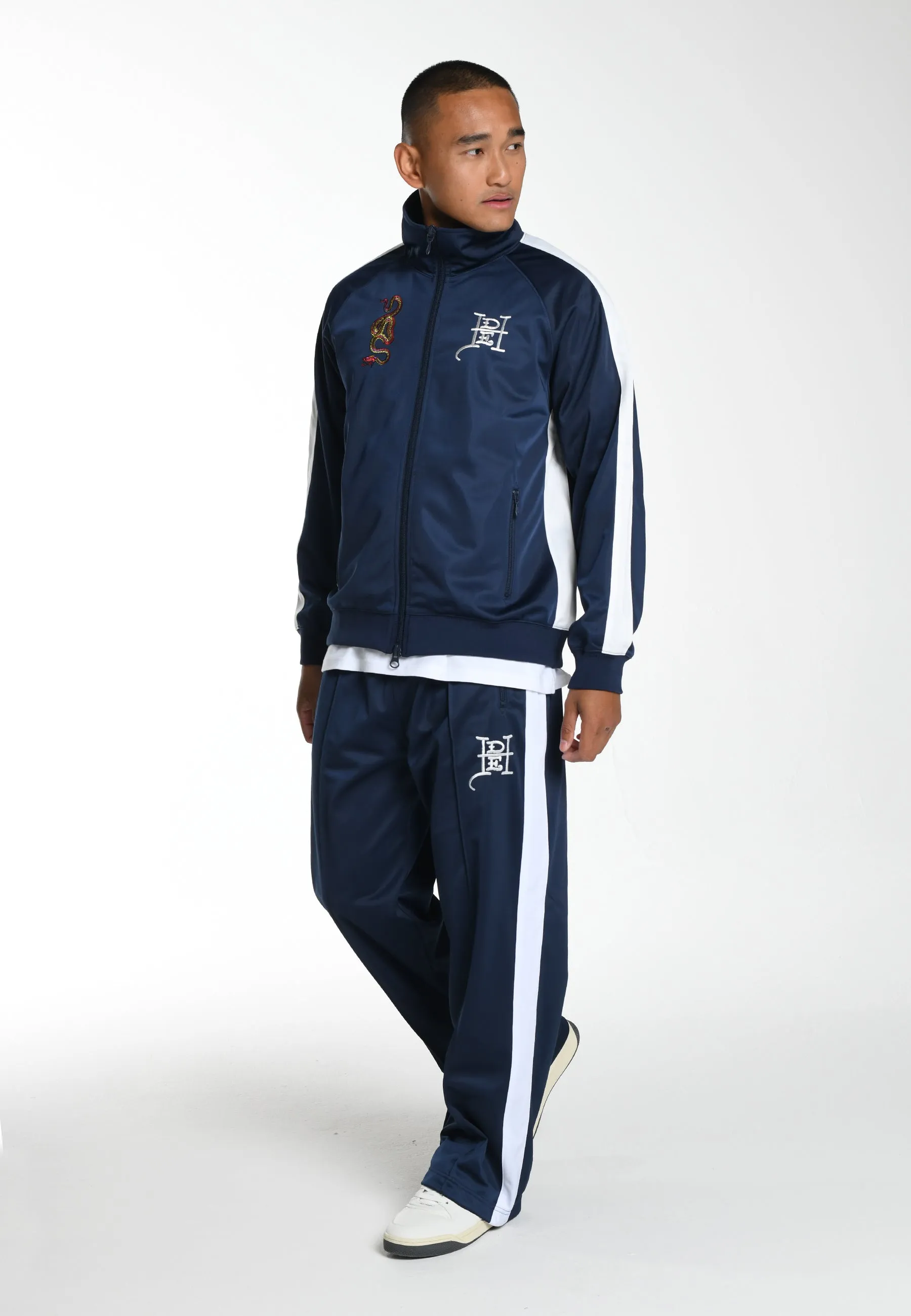 Mens Big Drag Tricot Zip Up Tracksuit Jacket - Navy