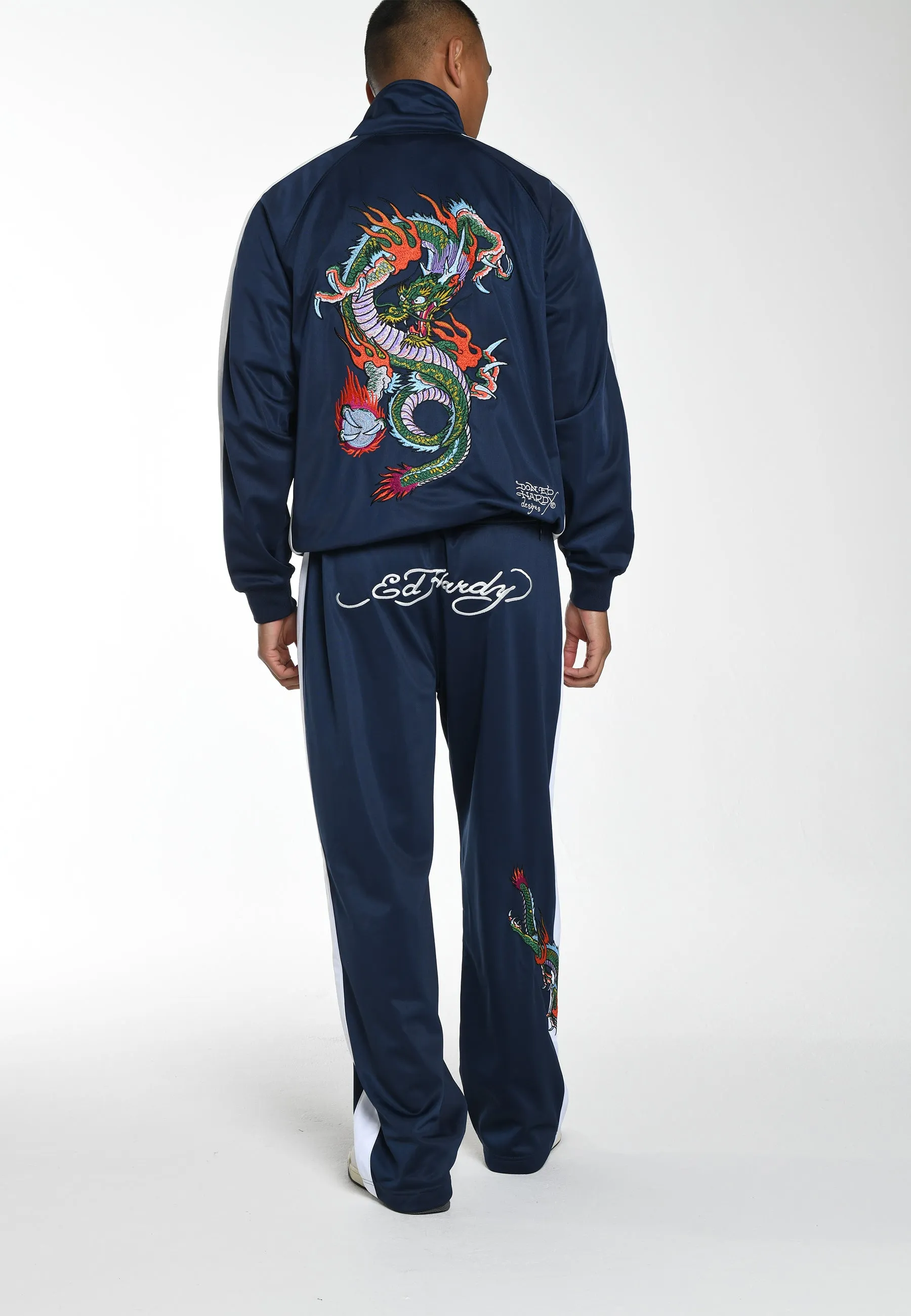 Mens Big Drag Tricot Zip Up Tracksuit Jacket - Navy