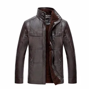 Mens Casual Business PU Jacket