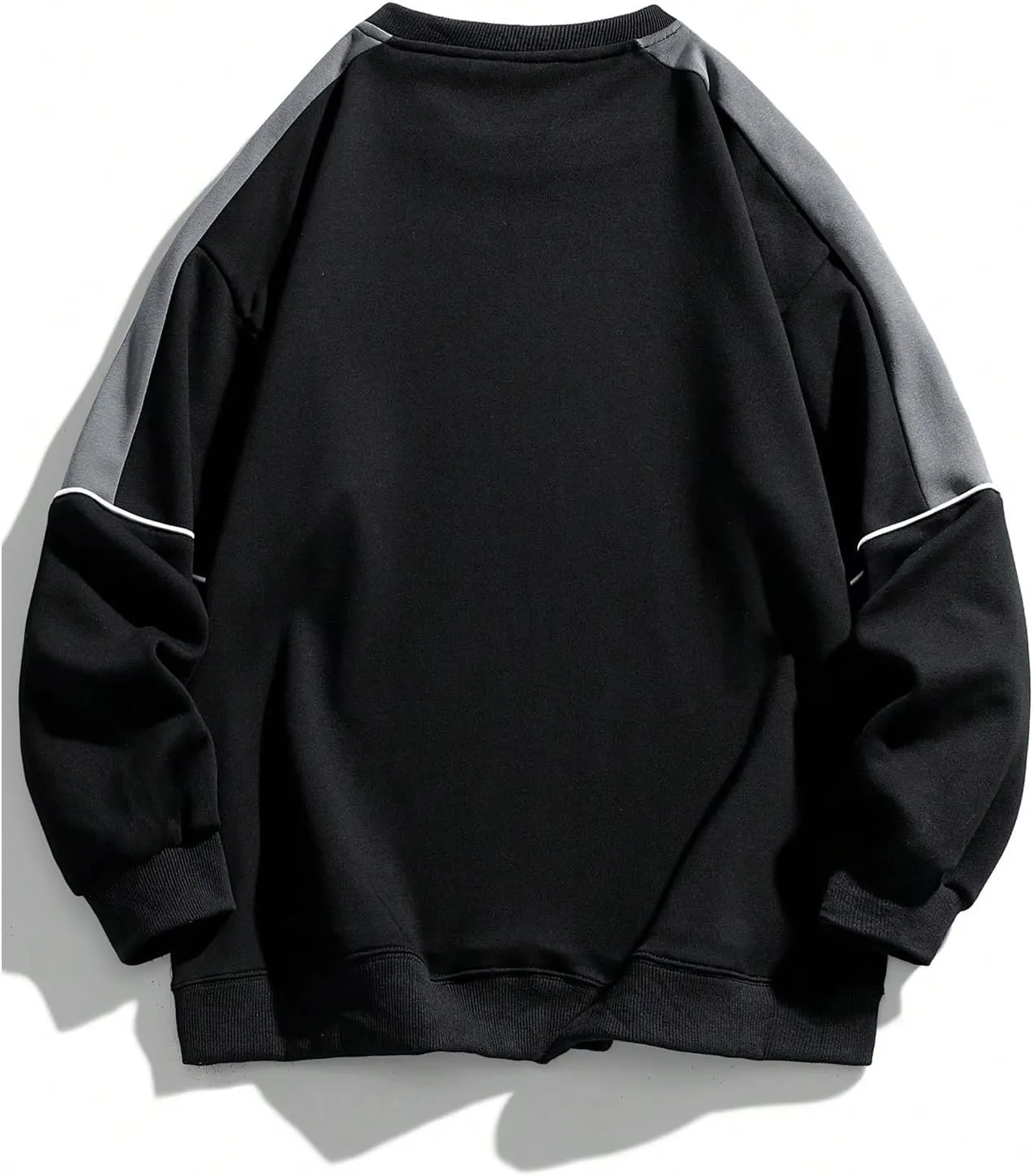 Men's Crewneck Oversized Sweatshirts Color Block Long Sleeve Oversized Pullover Top