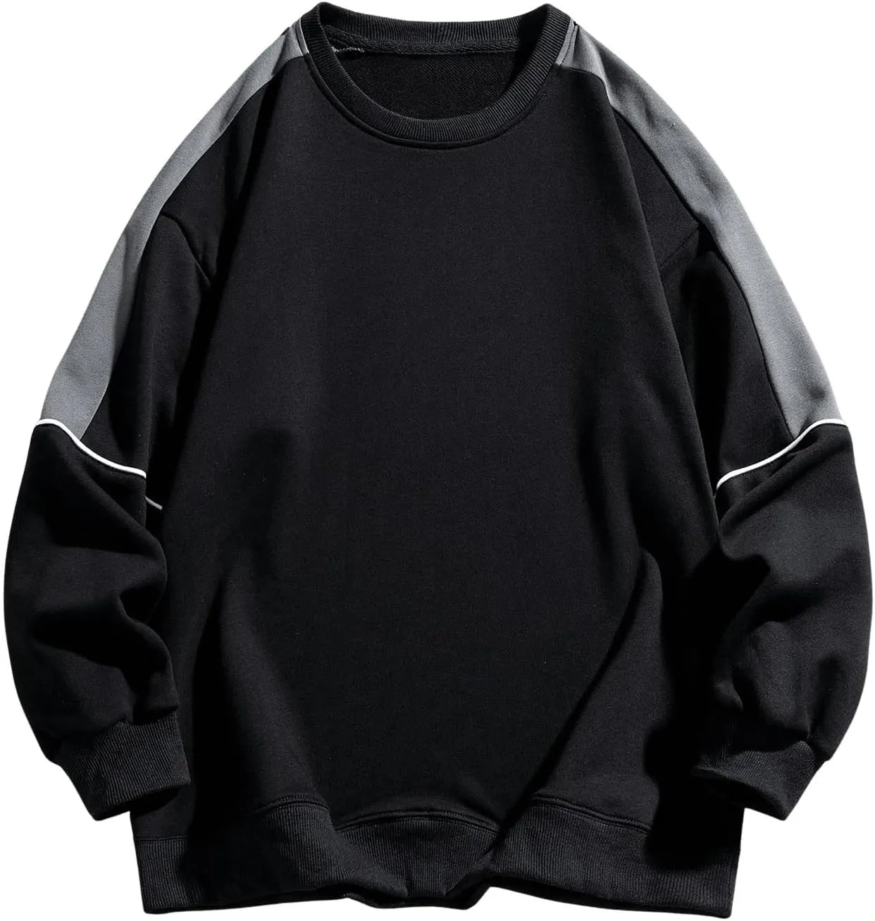 Men's Crewneck Oversized Sweatshirts Color Block Long Sleeve Oversized Pullover Top