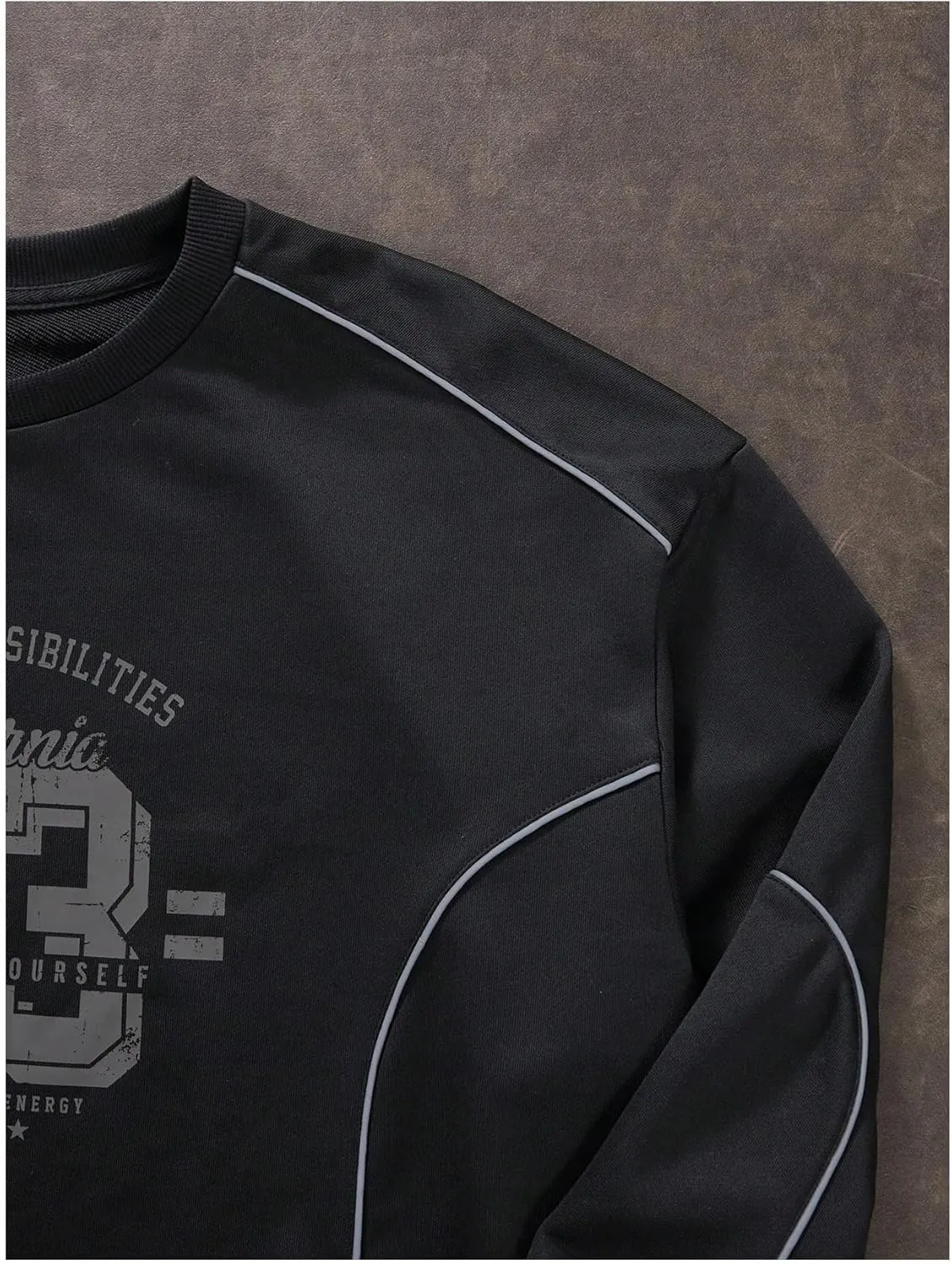 Men's Crewneck Oversized Sweatshirts Color Block Long Sleeve Oversized Pullover Top