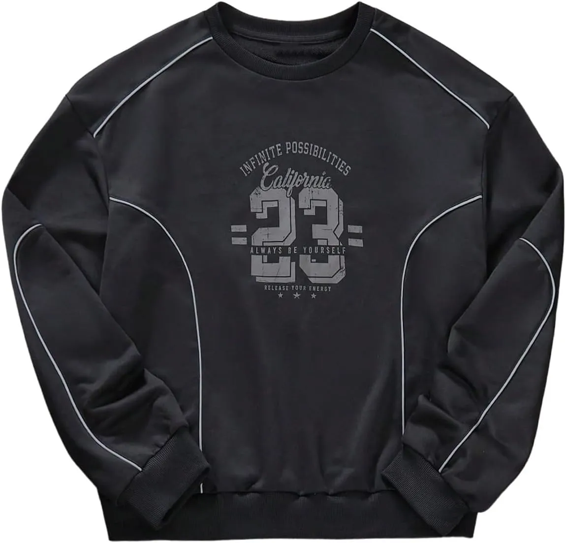 Men's Crewneck Oversized Sweatshirts Color Block Long Sleeve Oversized Pullover Top