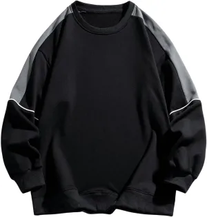 Men's Crewneck Oversized Sweatshirts Color Block Long Sleeve Oversized Pullover Top