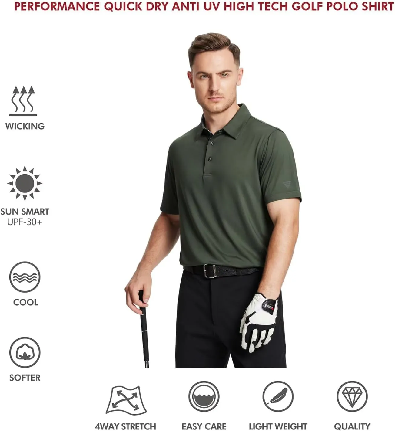 Mens Polo Shirts Short and Long Sleeve Casual Solid Stylish Dry Fit Performance Designed Collared Golf Polo Shirts for Men