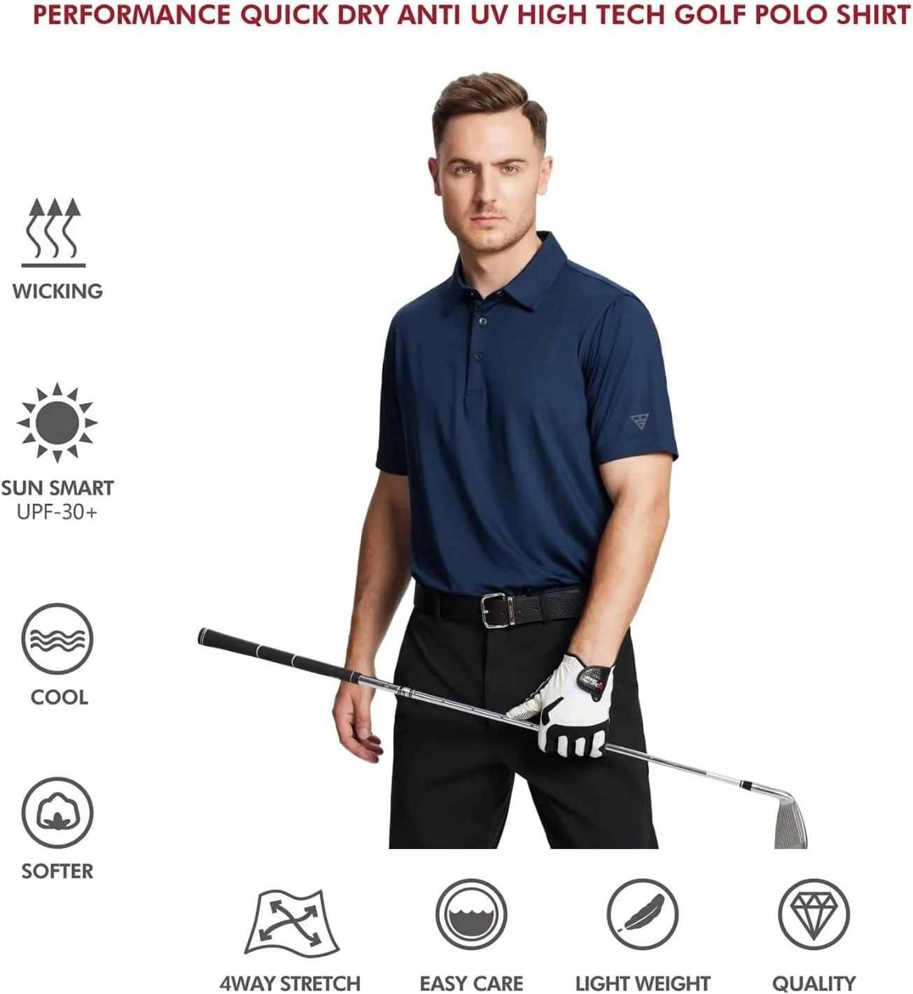 Mens Polo Shirts Short and Long Sleeve Casual Solid Stylish Dry Fit Performance Designed Collared Golf Polo Shirts for Men