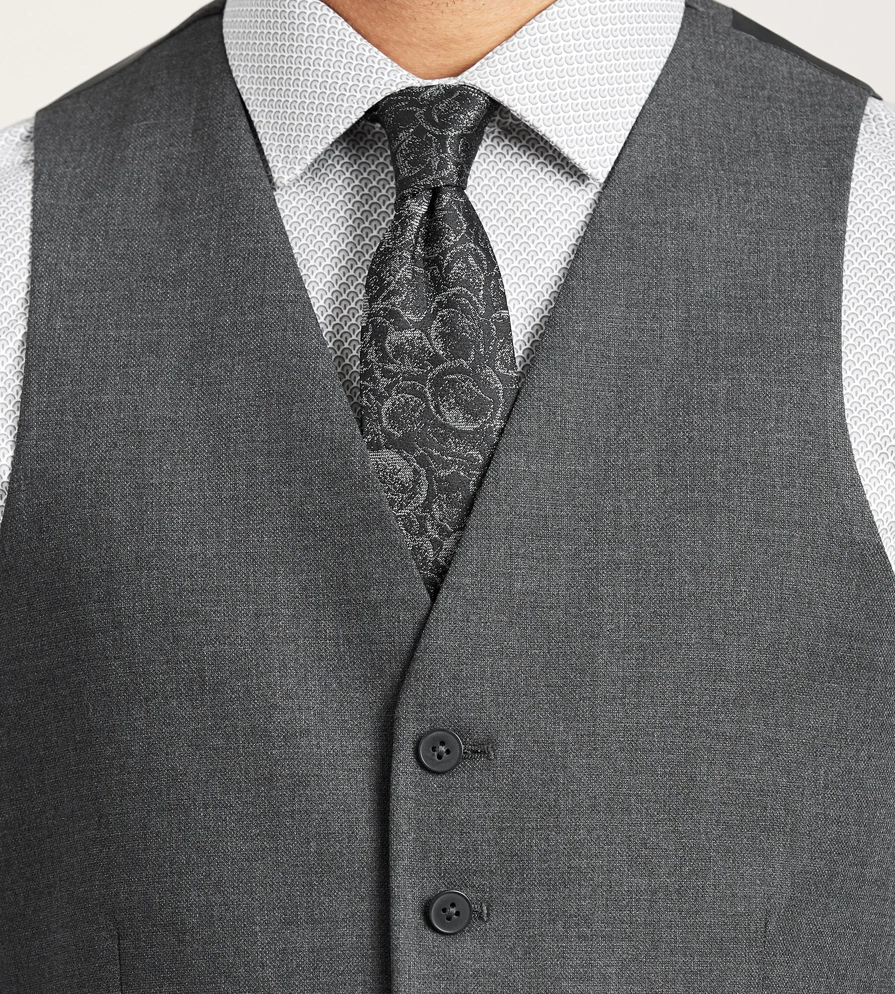 Modern Fit 360 Stretch Black Suit Separate Vest