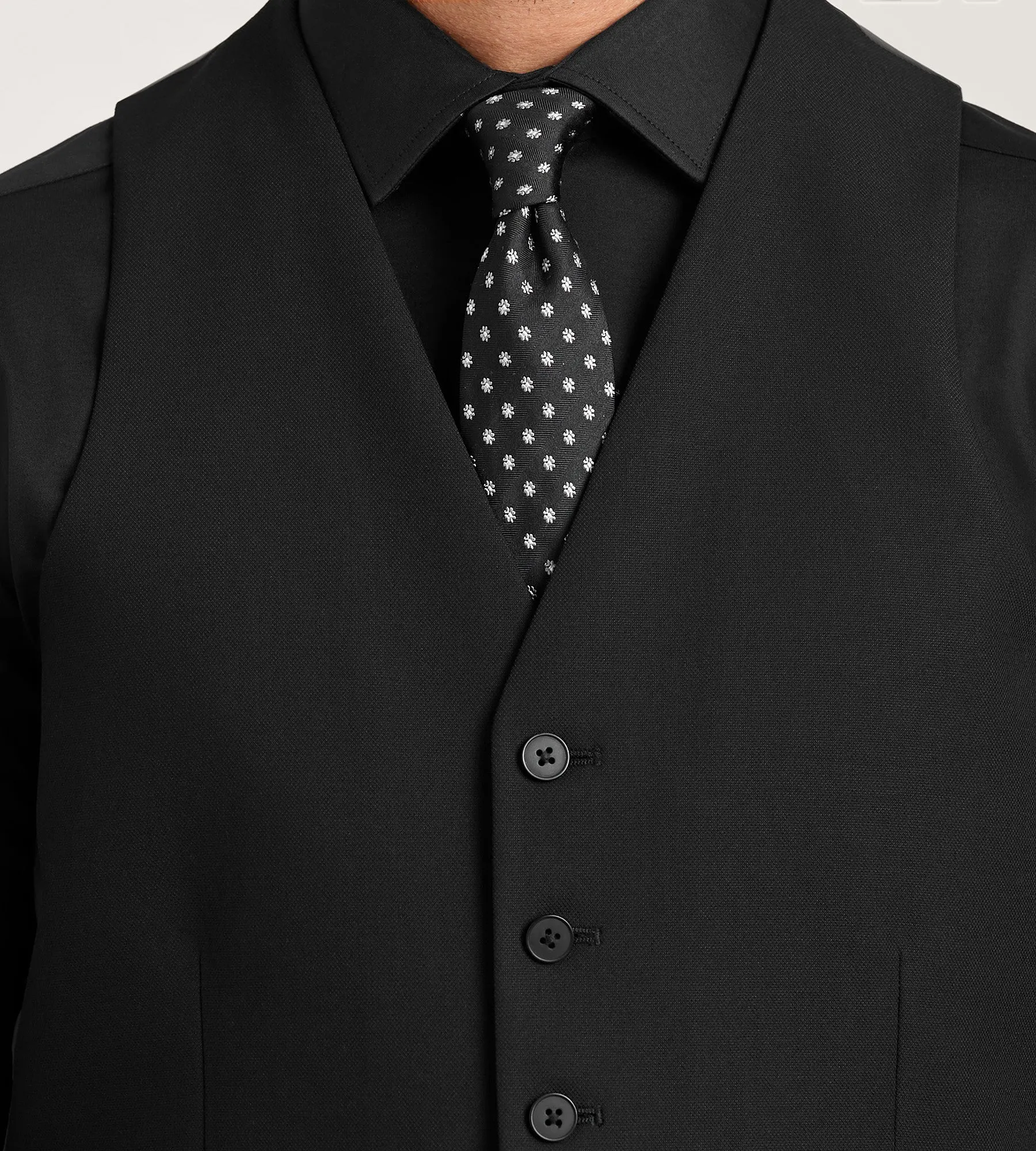 Modern Fit 360 Stretch Black Suit Separate Vest