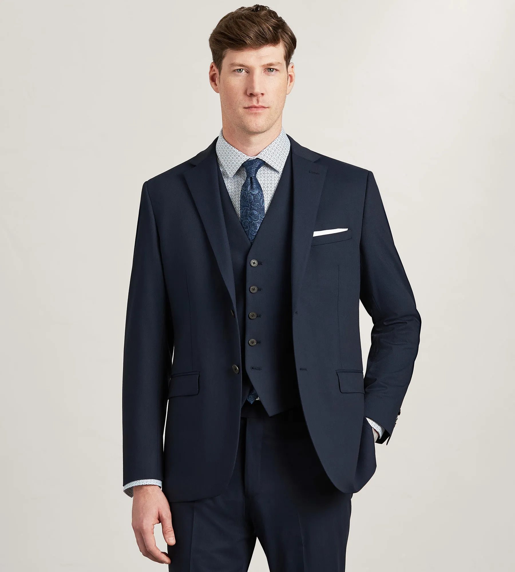 Modern Fit 360 Stretch Black Suit Separate Vest