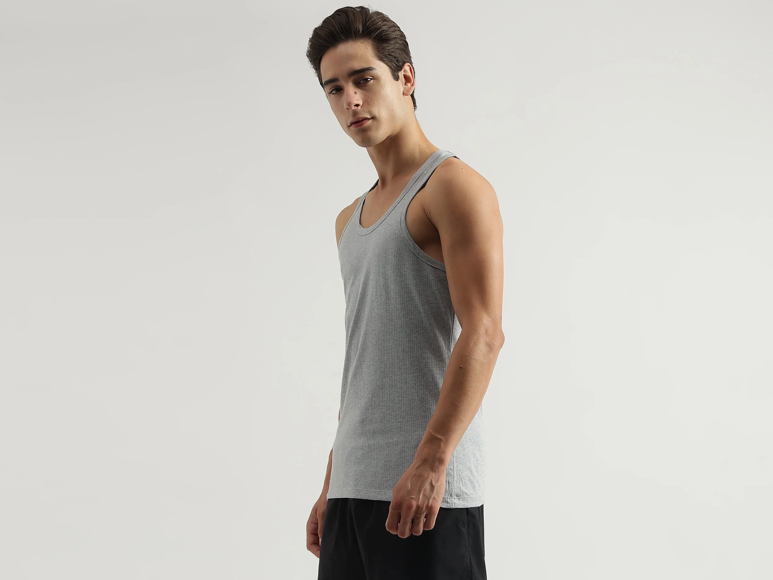 Pack of 3 Regular Fit Round Neck Solid Colour Vest