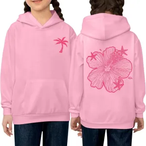 Pink Pom Puff Hoodie Kids Fleece Sweatshirt for Boys & Girls, Gifts for Kids 5-6 Years