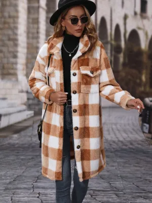 Plaid Button Down Collared Neck Coat