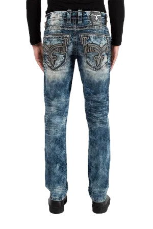 Rock Revival Men's Straight Blue Acid Wash Jeans