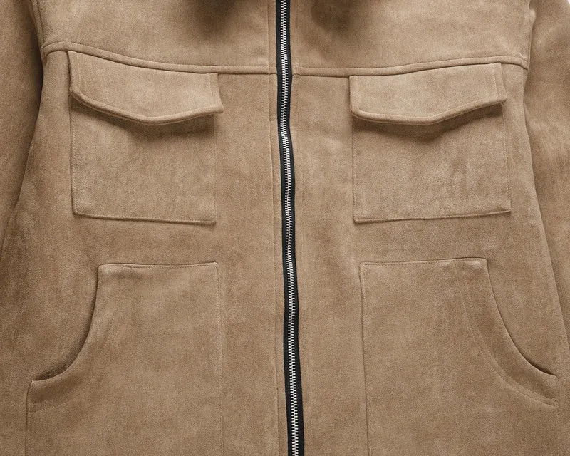 Suede Work Jacket - Tan