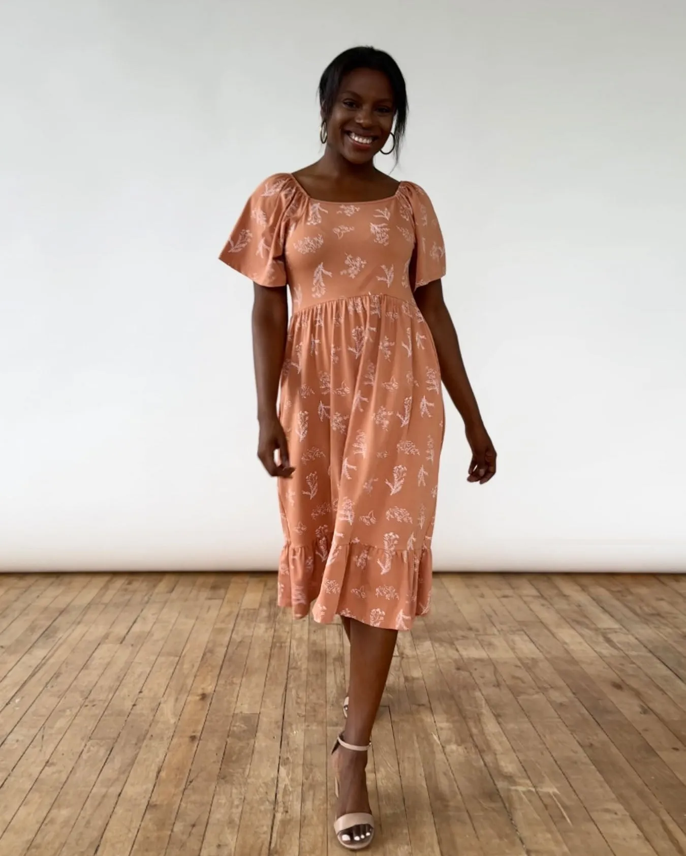 TALLY printed dress in Italian Clay/White