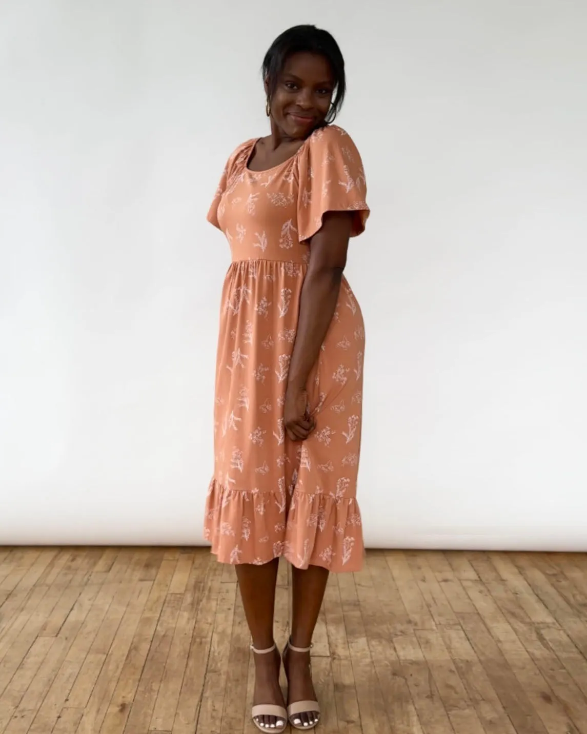 TALLY printed dress in Italian Clay/White