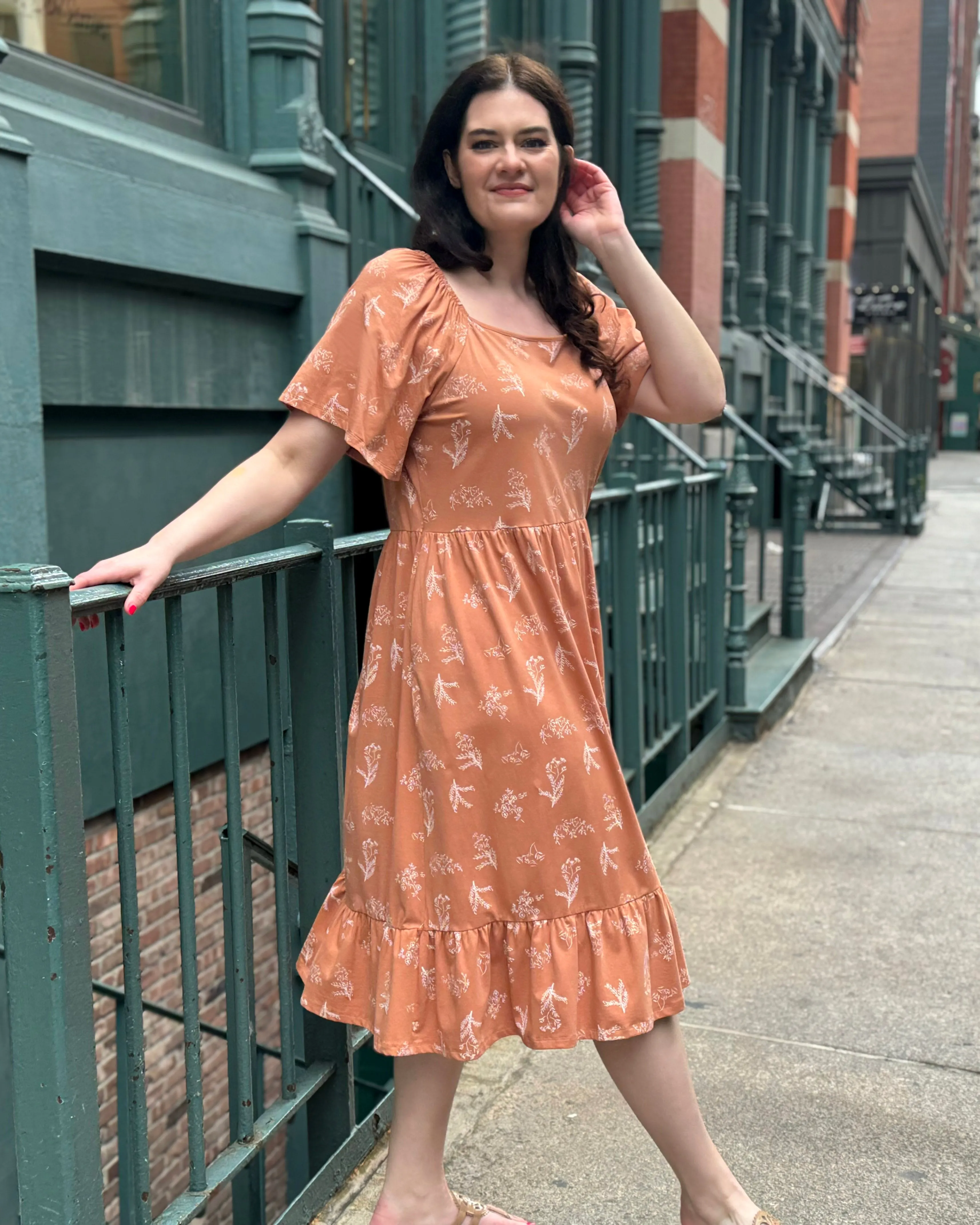 TALLY printed dress in Italian Clay/White